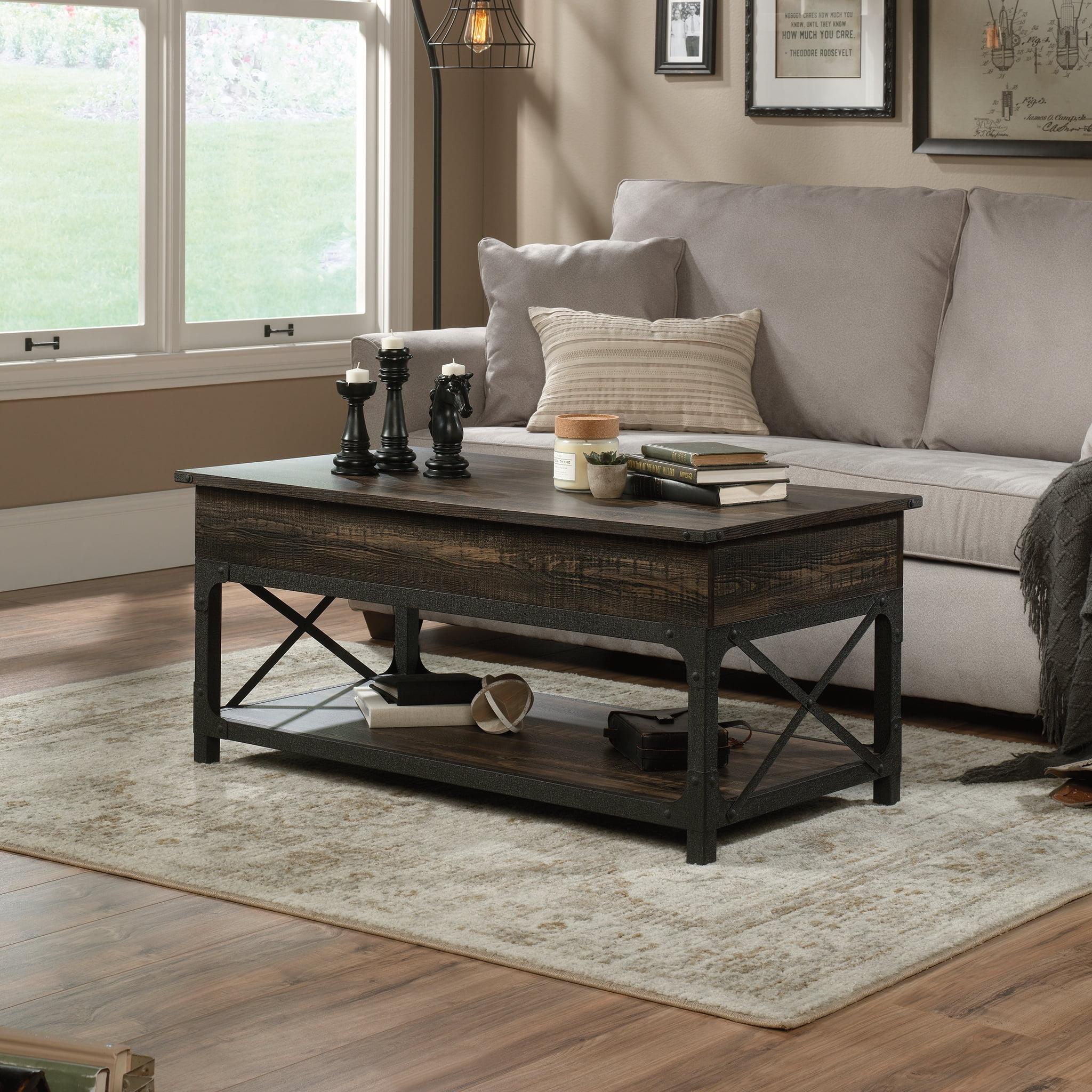 Carbon Oak and Metal Lift-Top Coffee Table with Storage