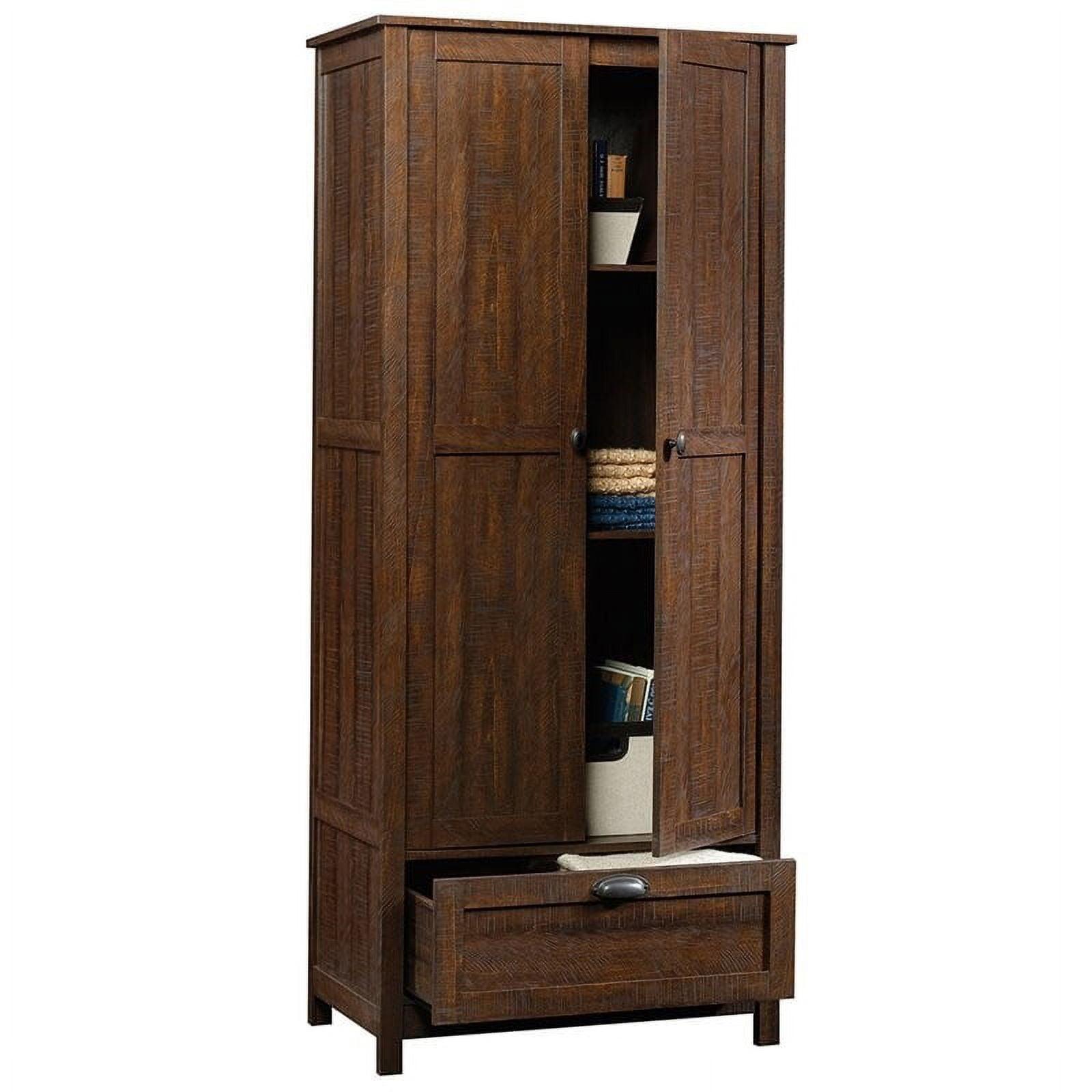 Rustic Walnut Freestanding Storage Cabinet with Adjustable Shelving