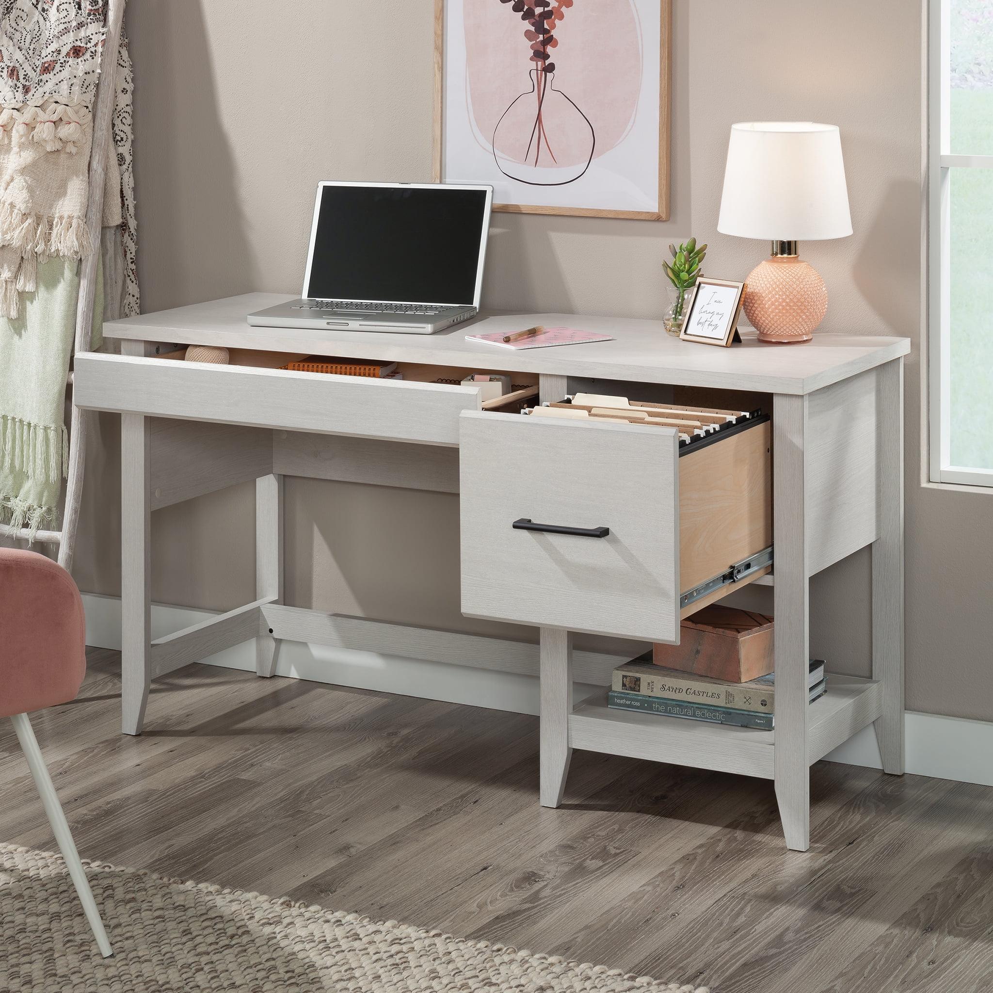 Glacier Oak Single Pedestal Desk with Drawer and Filing Cabinet