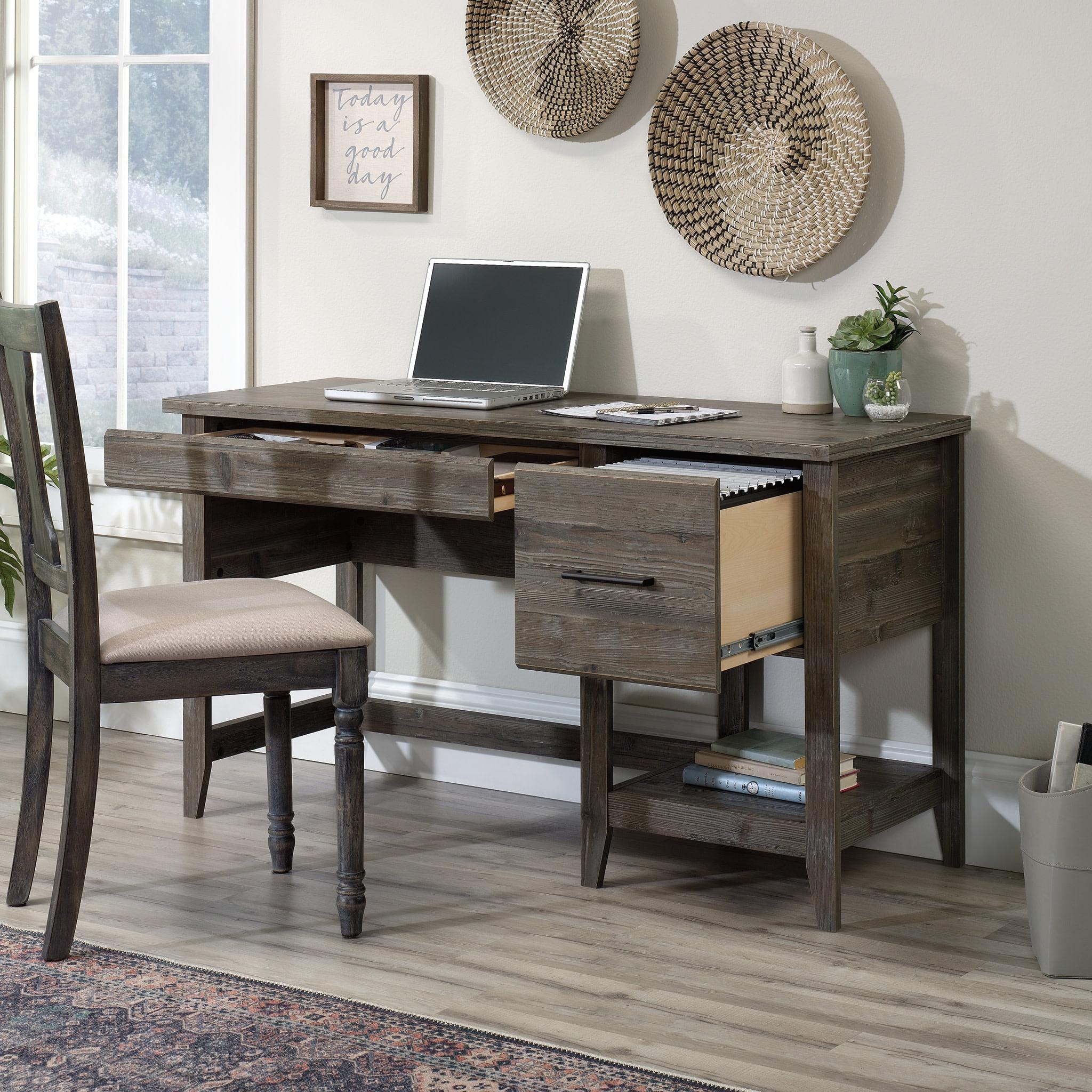 Pebble Pine Wood Computer Desk with Drawer and Filing Cabinet