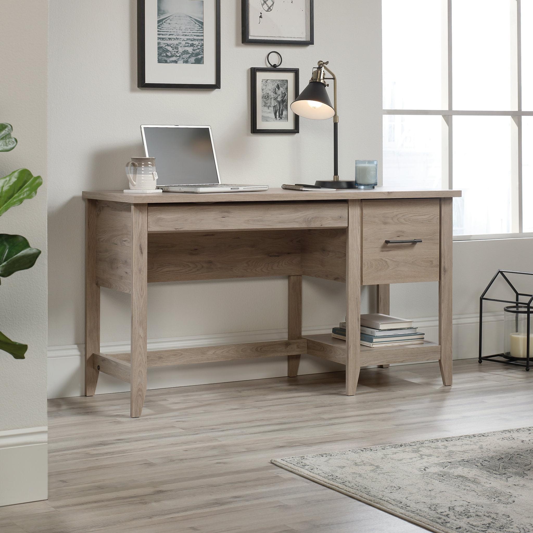 Summit Station Desk Beige - Sauder: Home Office Furniture with File Storage & Open Shelf, MDF Construction, Grommet Hole