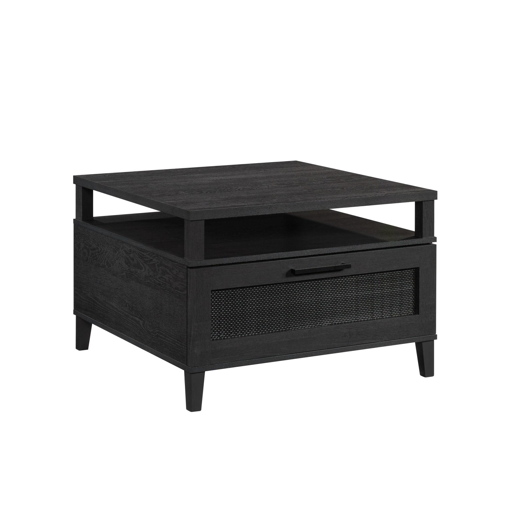 Raven Oak Square Wood Coffee Table with Storage Drawer