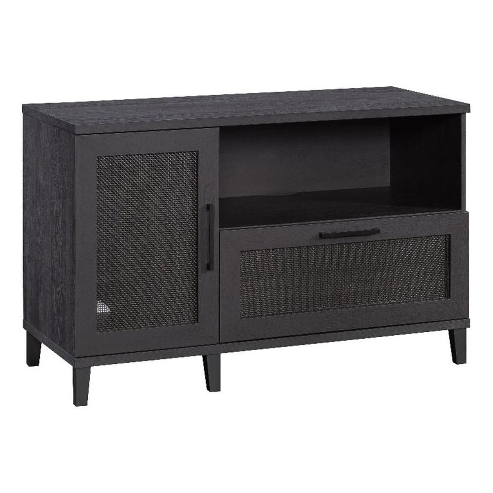 Raven Oak Engineered Wood Credenza with Rattan Inserts