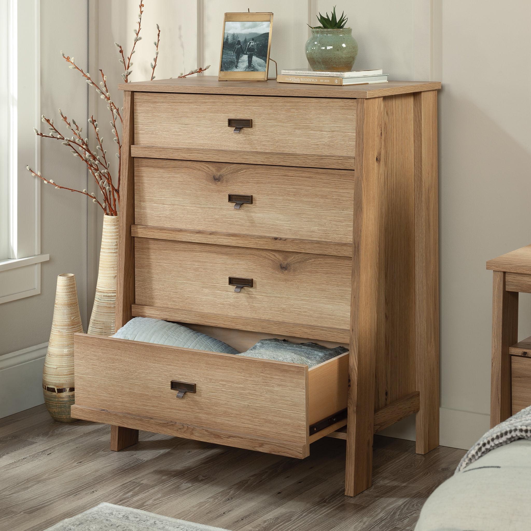 Timber Oak Vertical 4-Drawer Chest with Extra Deep Drawer