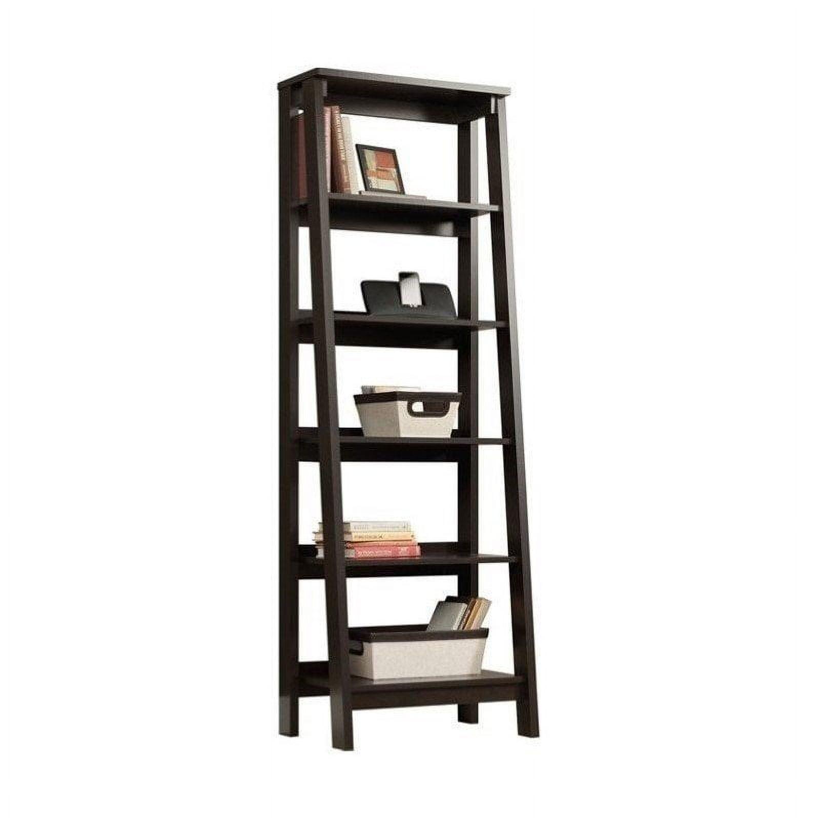 Jamocha Wood Finish 5-Shelf Ladder Bookcase