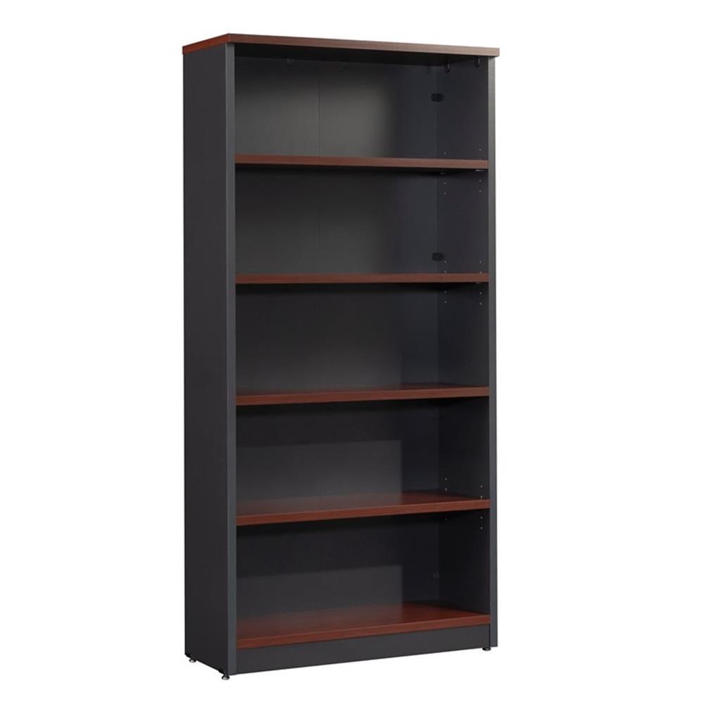 Classic Cherry Adjustable 5-Shelf Library Bookcase