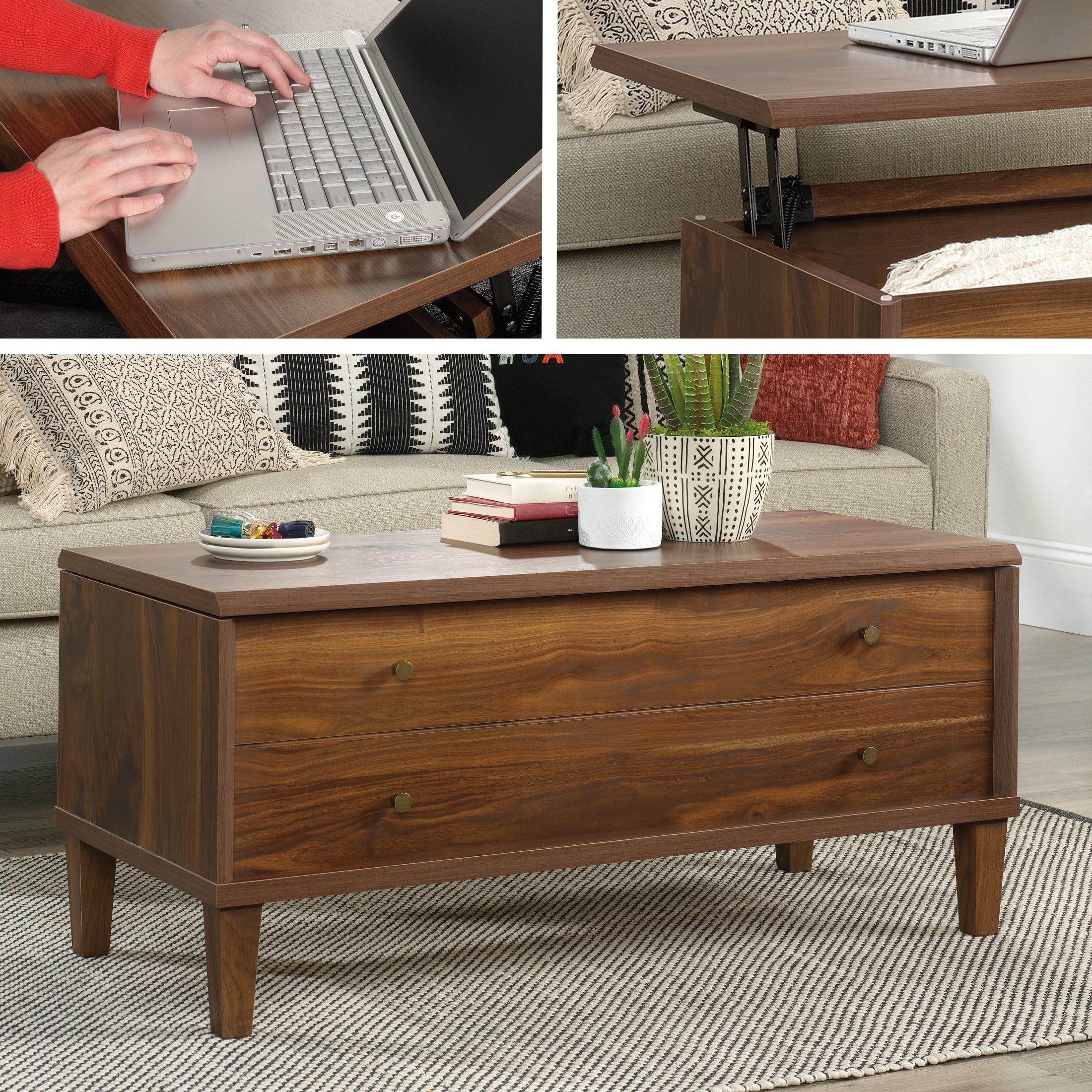 Grand Walnut Rectangular Lift-Top Coffee Table with Storage