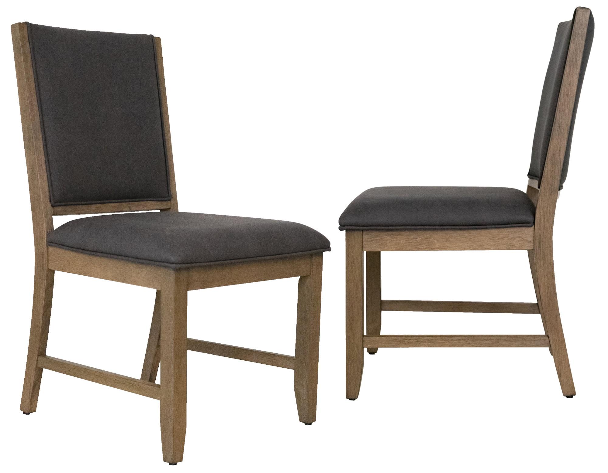 Saunders Gray Upholstered Parsons Side Chair with Acacia Wood Frame