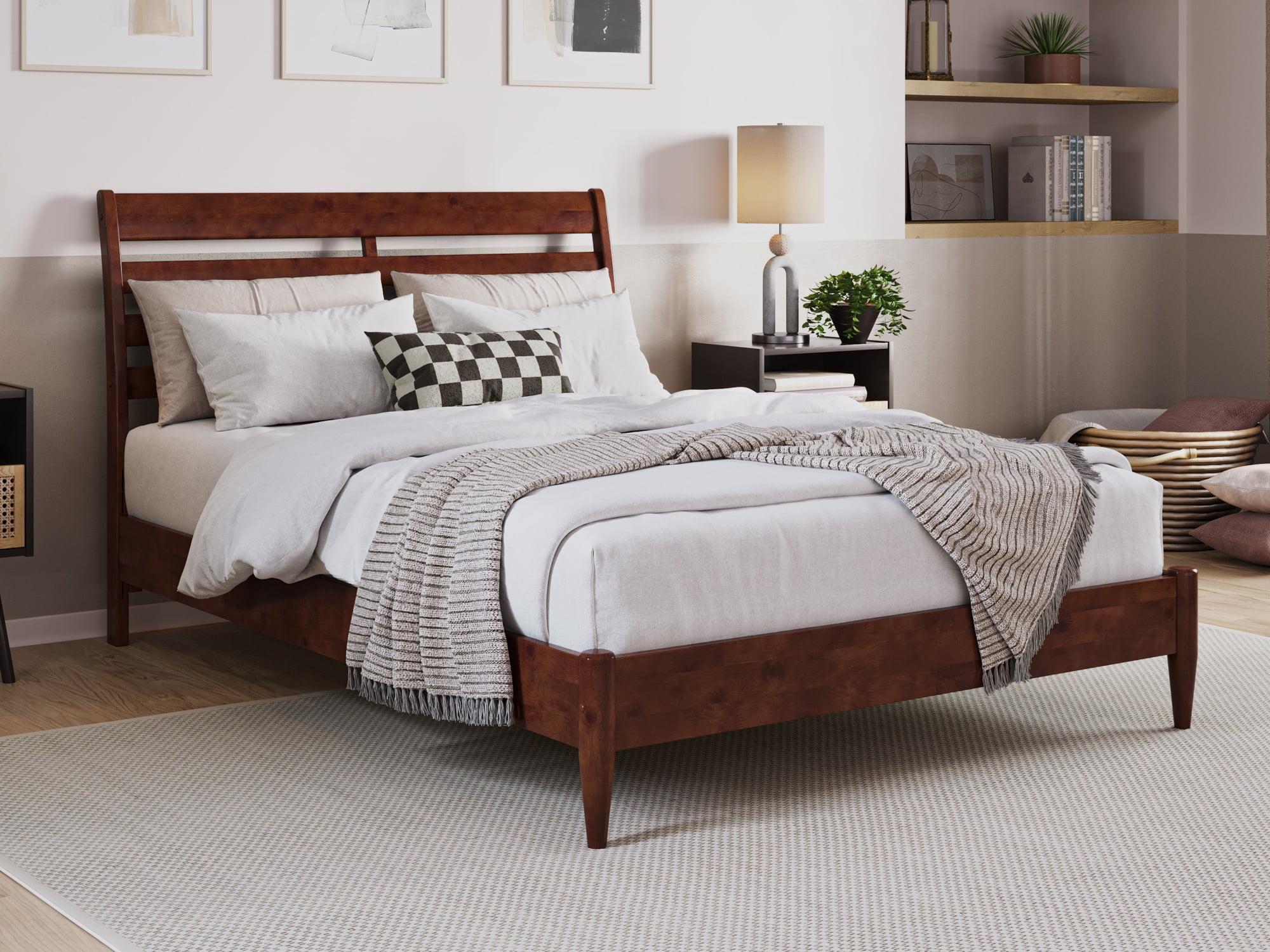 Savannah Walnut Full Solid Wood Low Profile Platform Bed