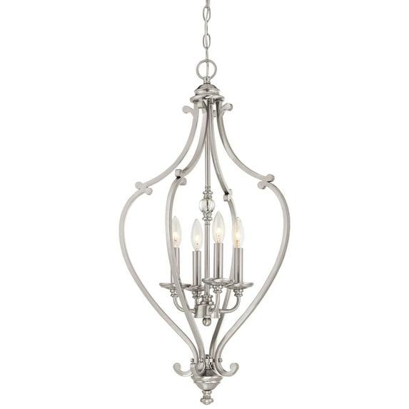 Minka Lavery Brushed Nickel Foyer Pendant Chandelier 17 1/4" Wide Modern 4-Light Fixture for Dining Room House Kitchen Entryway
