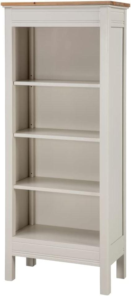 Savannah 63'' Ivory and Natural Wood Adjustable Tall Bookcase