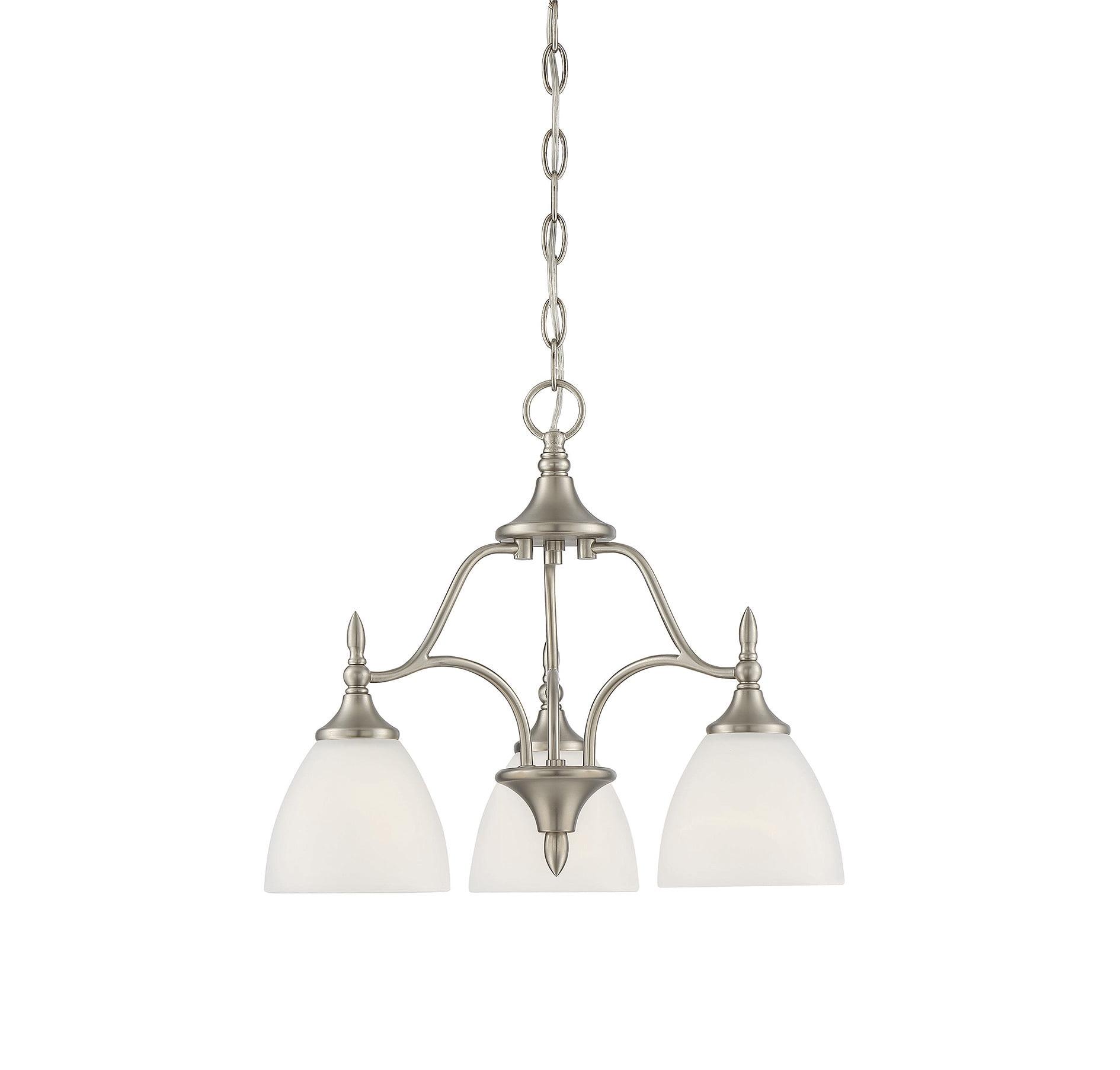 Herndon Satin Nickel 3-Light Chandelier with Frosted Glass Shades