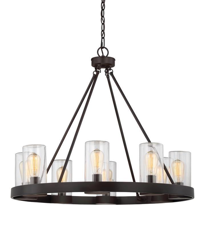 Inman 32" Bronze Outdoor Chandelier with Glass Shades