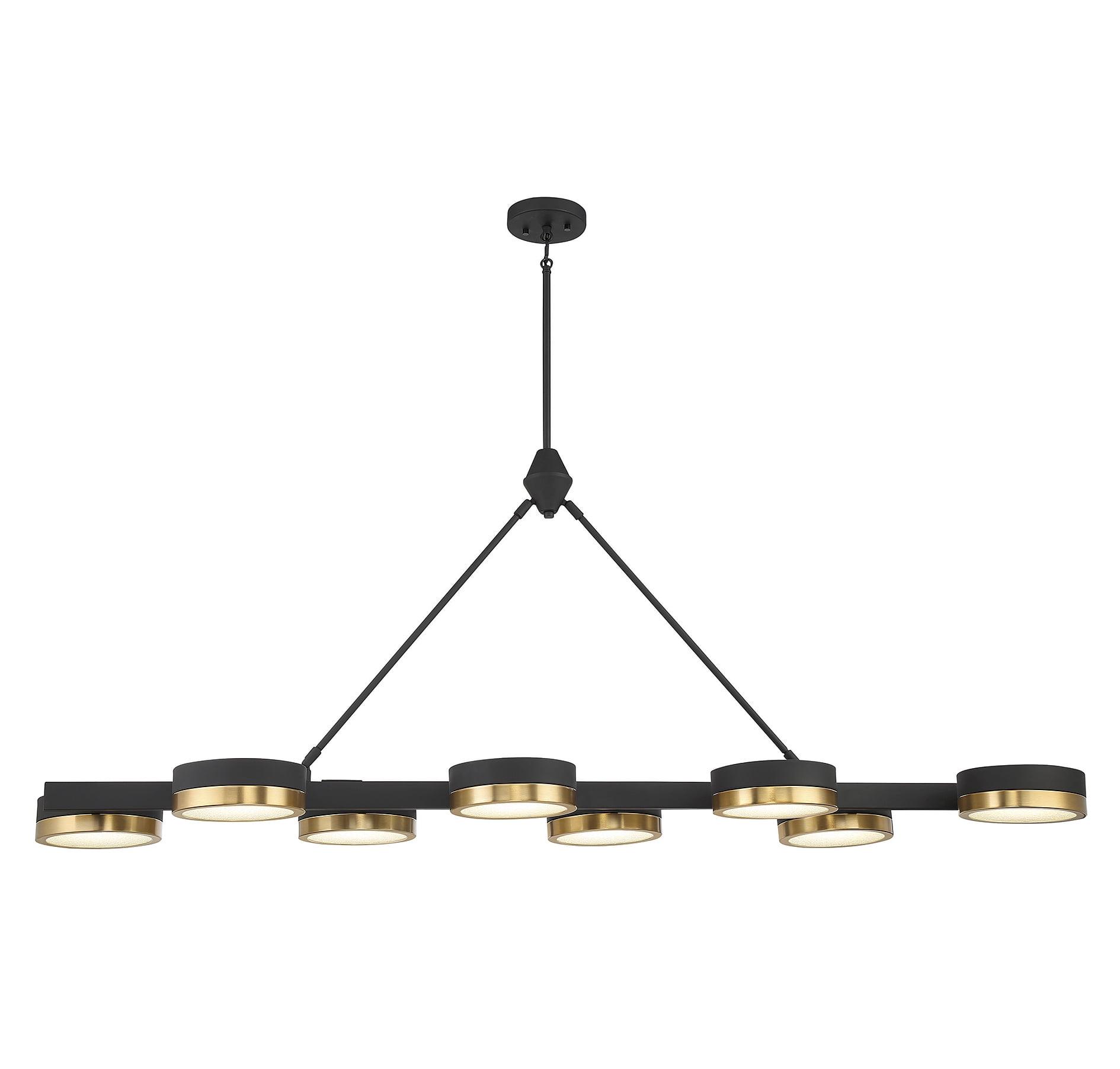 Ashor Matte Black and Brass 8-Light LED Linear Chandelier