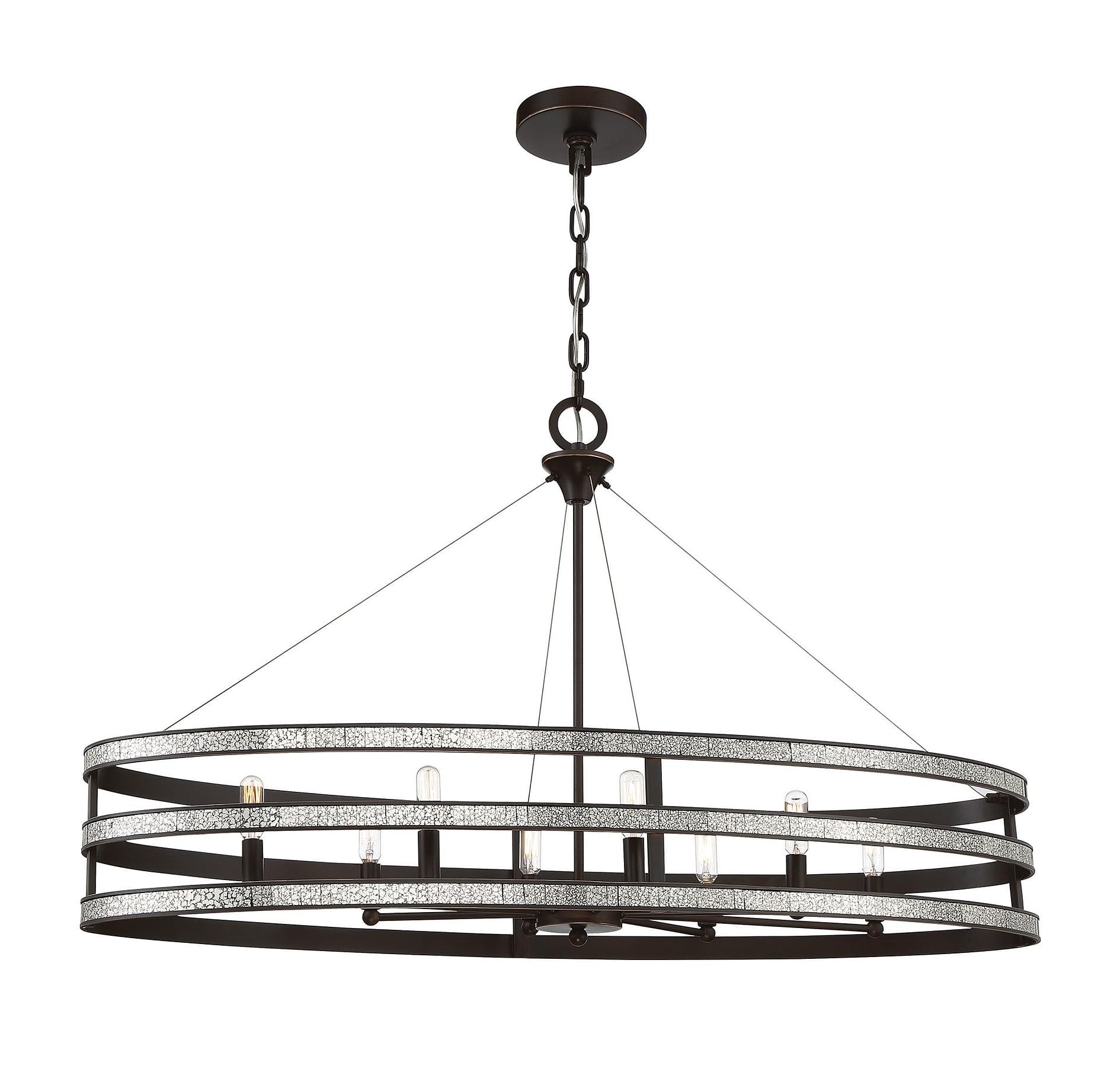 Madera 8-Light English Bronze Linear Chandelier with Antique Mirror