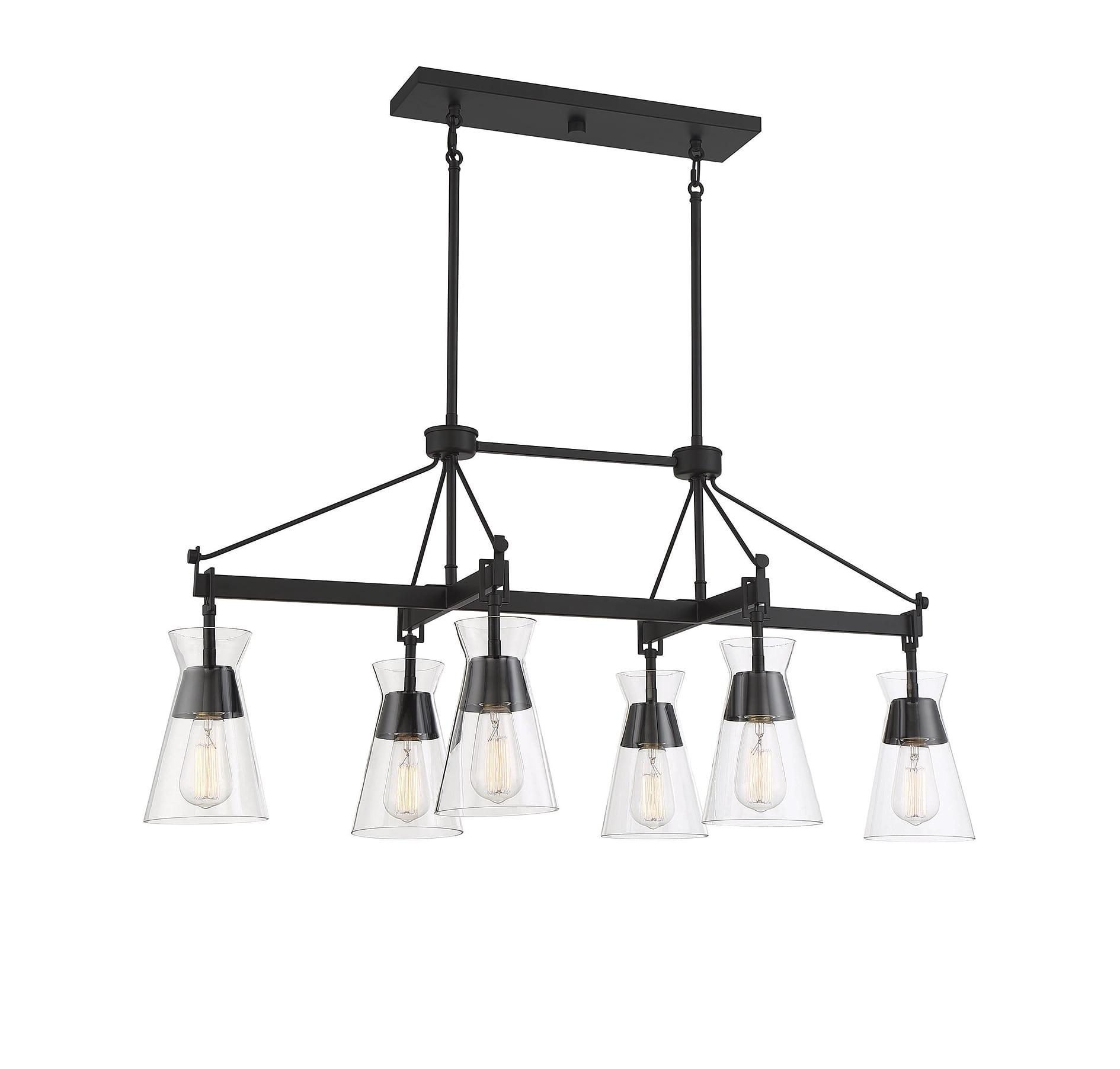 Lakewood Mid-Century Modern Matte Black 6-Light Chandelier