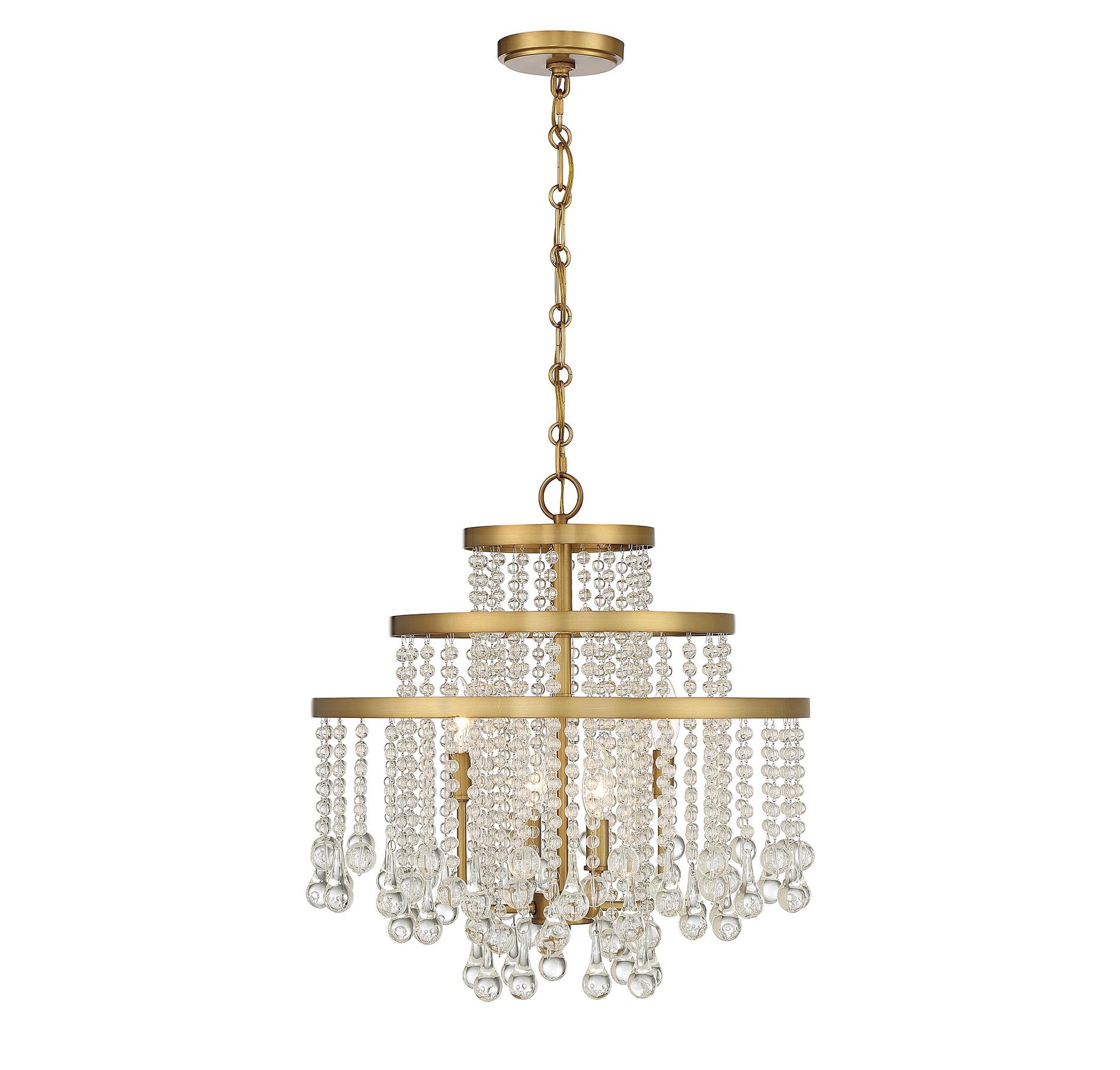 Mini Luna Warm Brass Crystal 4-Light Modern Chandelier