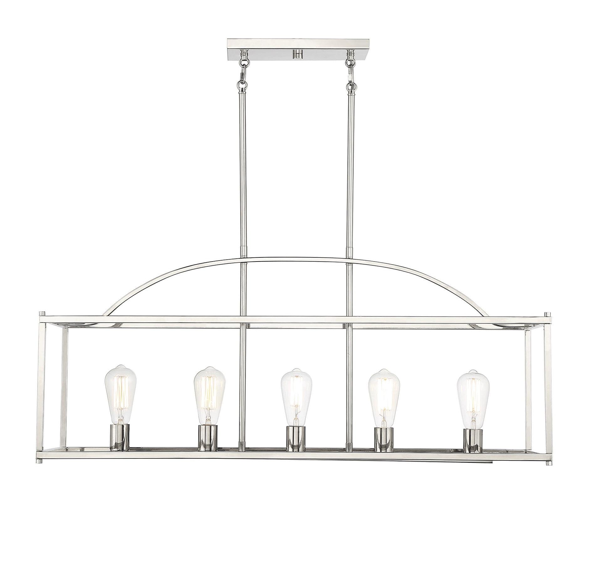 Palladian Polished Nickel 38" Wide Linear Chandelier with Open Cage