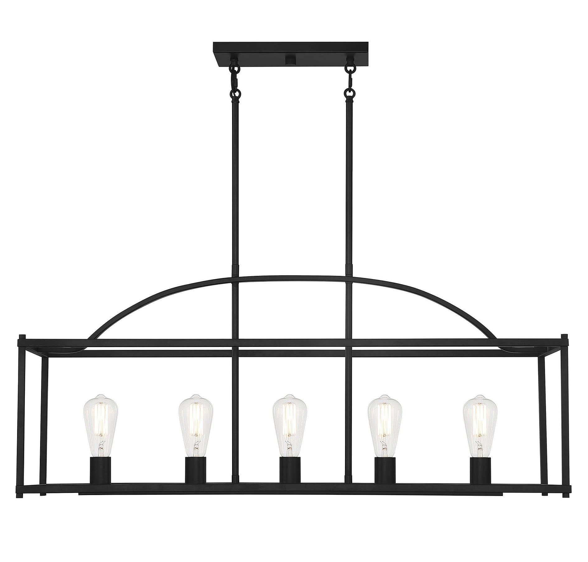 Palladian Matte Black 5-Light Linear Cage Chandelier