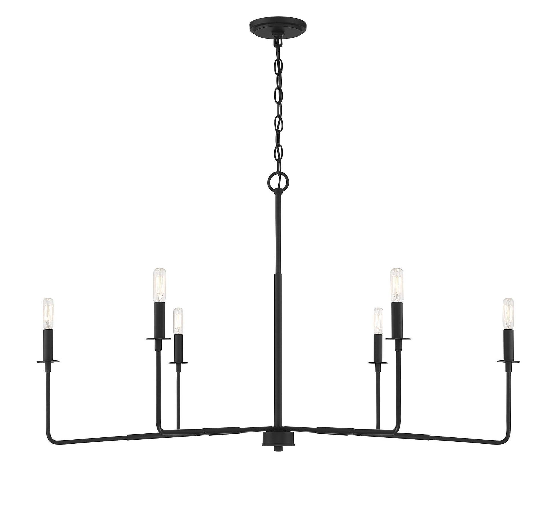 Salerno Matte Black Rustic 6-Light Chandelier (42" W x 25" H)