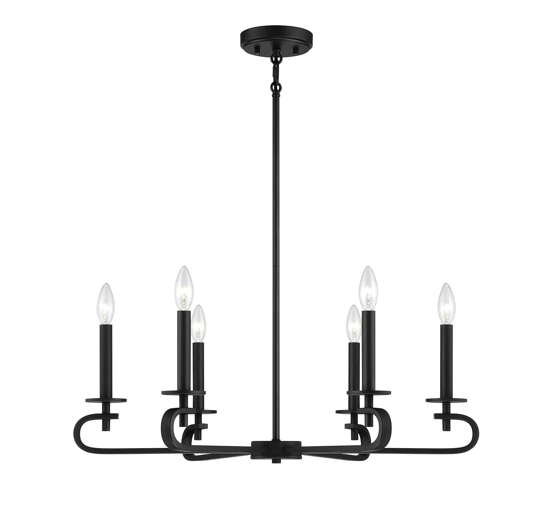 Torino Matte Black 6-Light Adjustable Chandelier with Graceful Curves