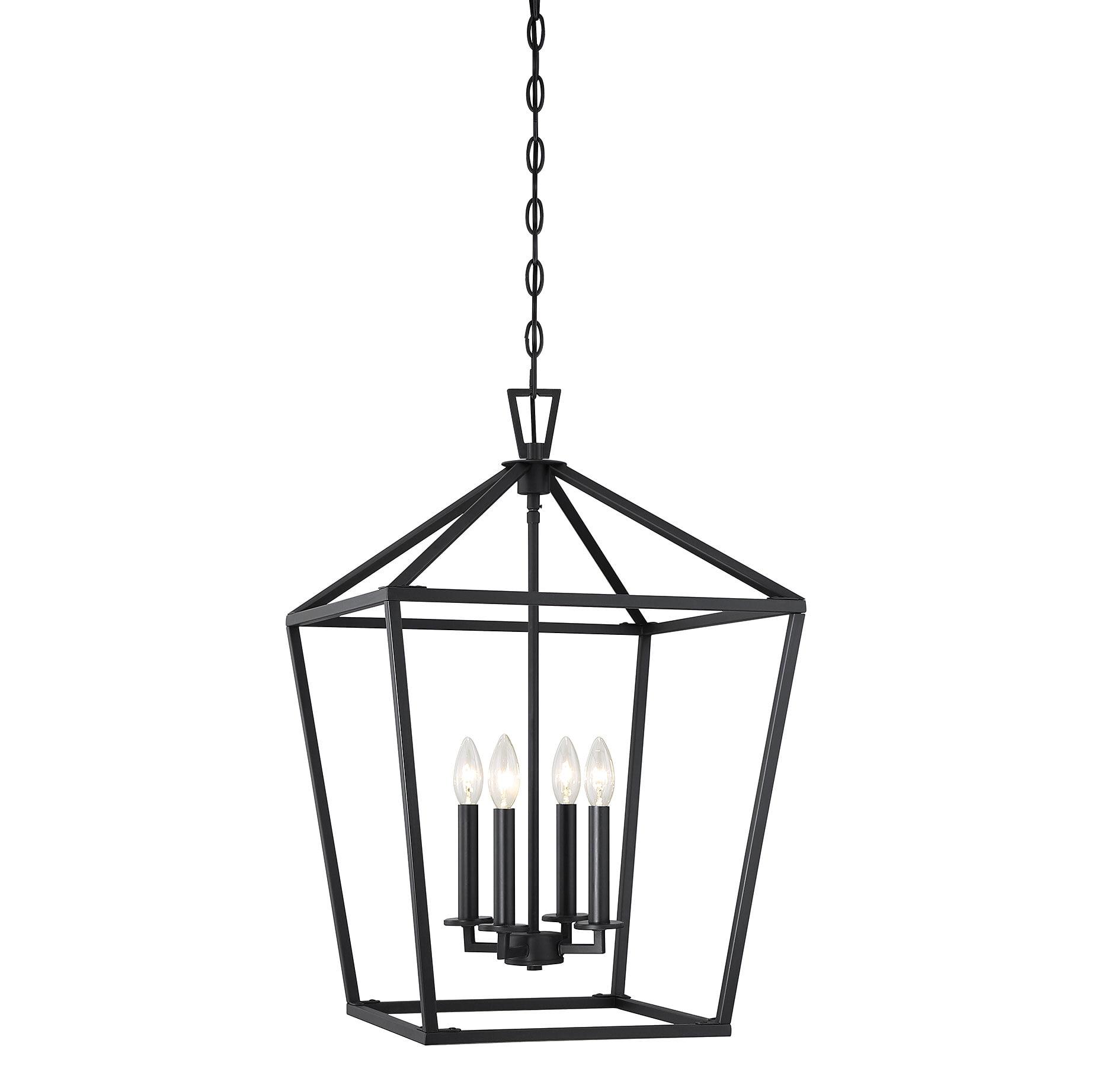 Matte Black 4-Light Foyer Pendant with Nickel Accents