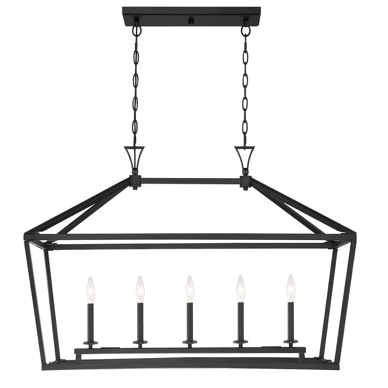 Matte Black 5-Light Linear Candle Chandelier