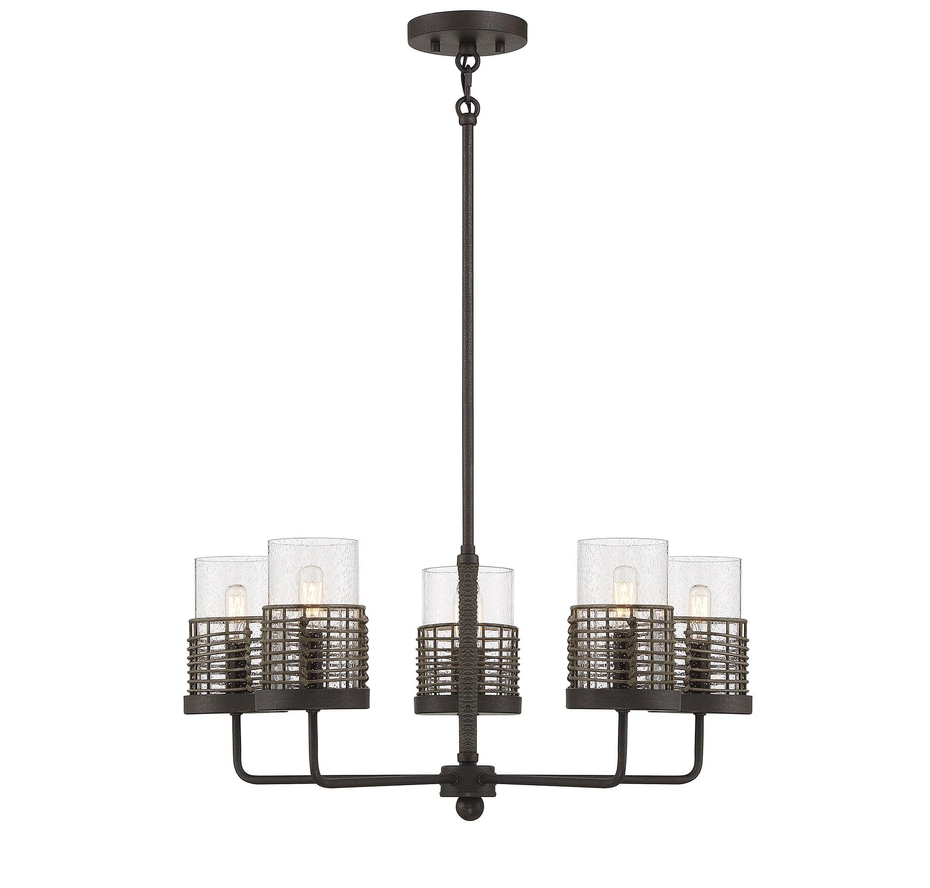 Granada Gunsmoke Gray Rattan 5-Light Chandelier