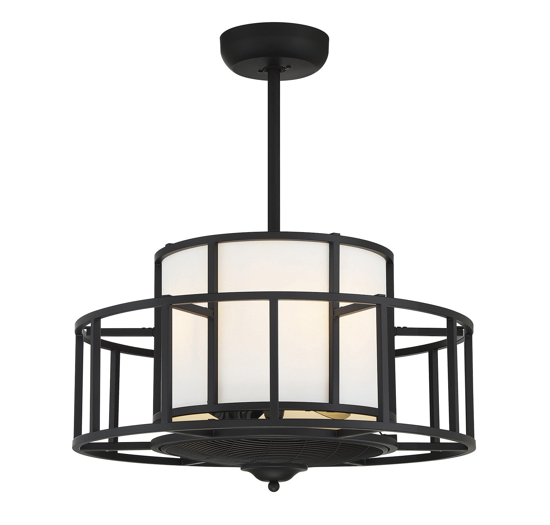 Oslo Matte Black 4-Light Chandelier Fan with Remote