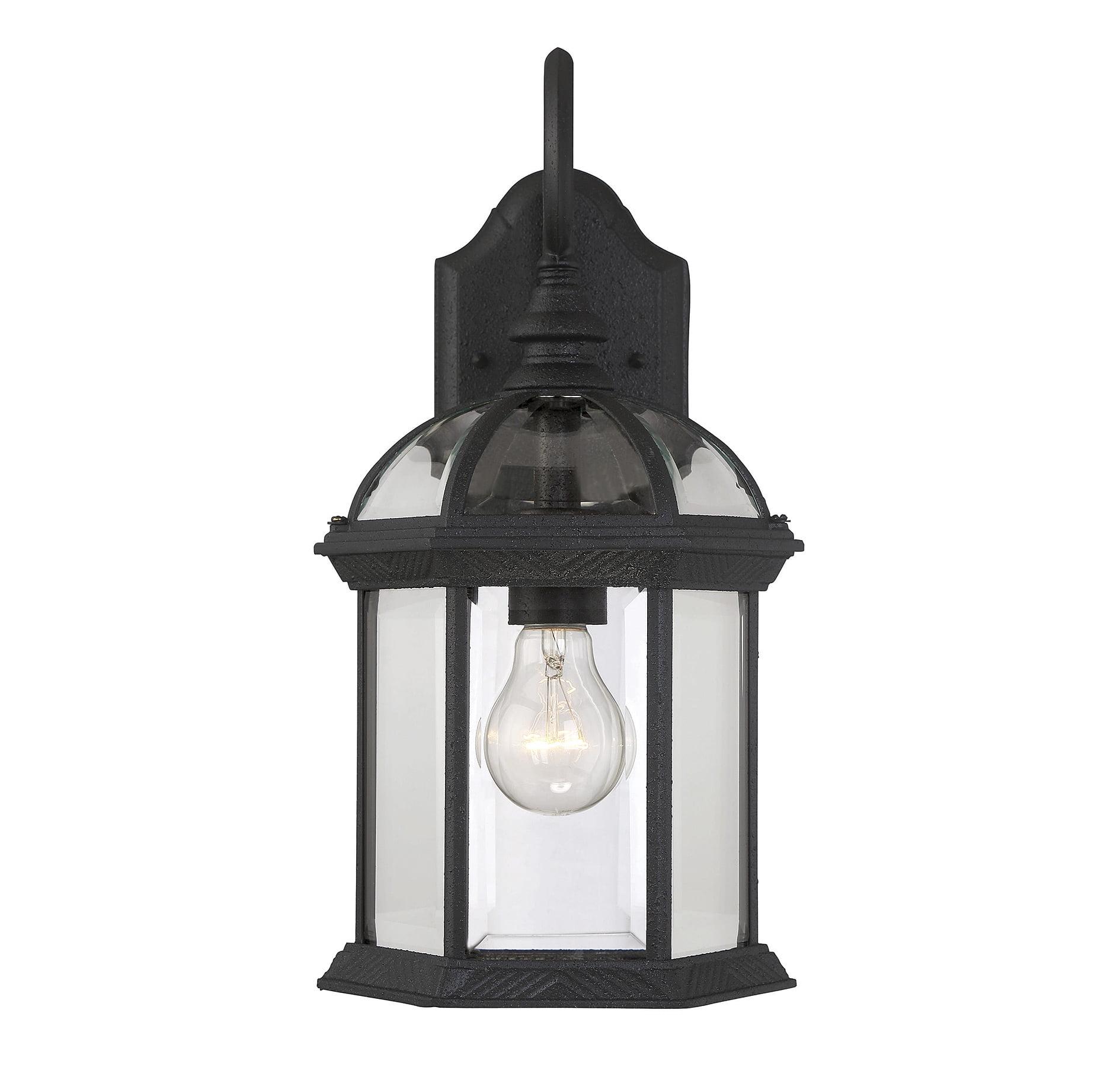 Textured Black Mission Style Outdoor Wall Lantern