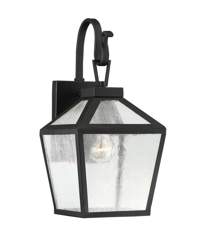 Woodstock Black Metal Outdoor Wall Lantern with Clear Seeded Glass