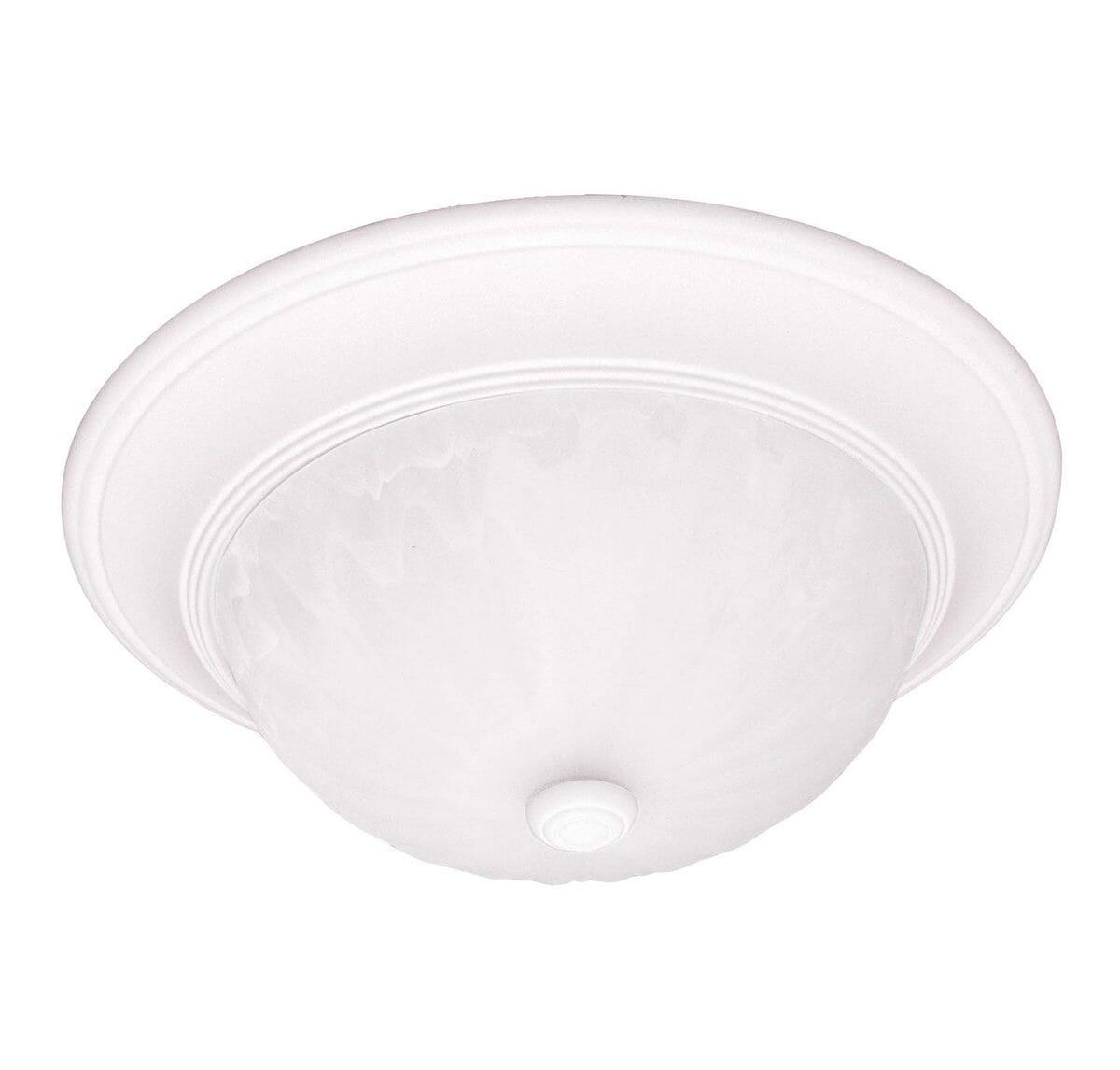 Matte White Ribbed Glass 2-Light Flush Mount Ceiling Fixture