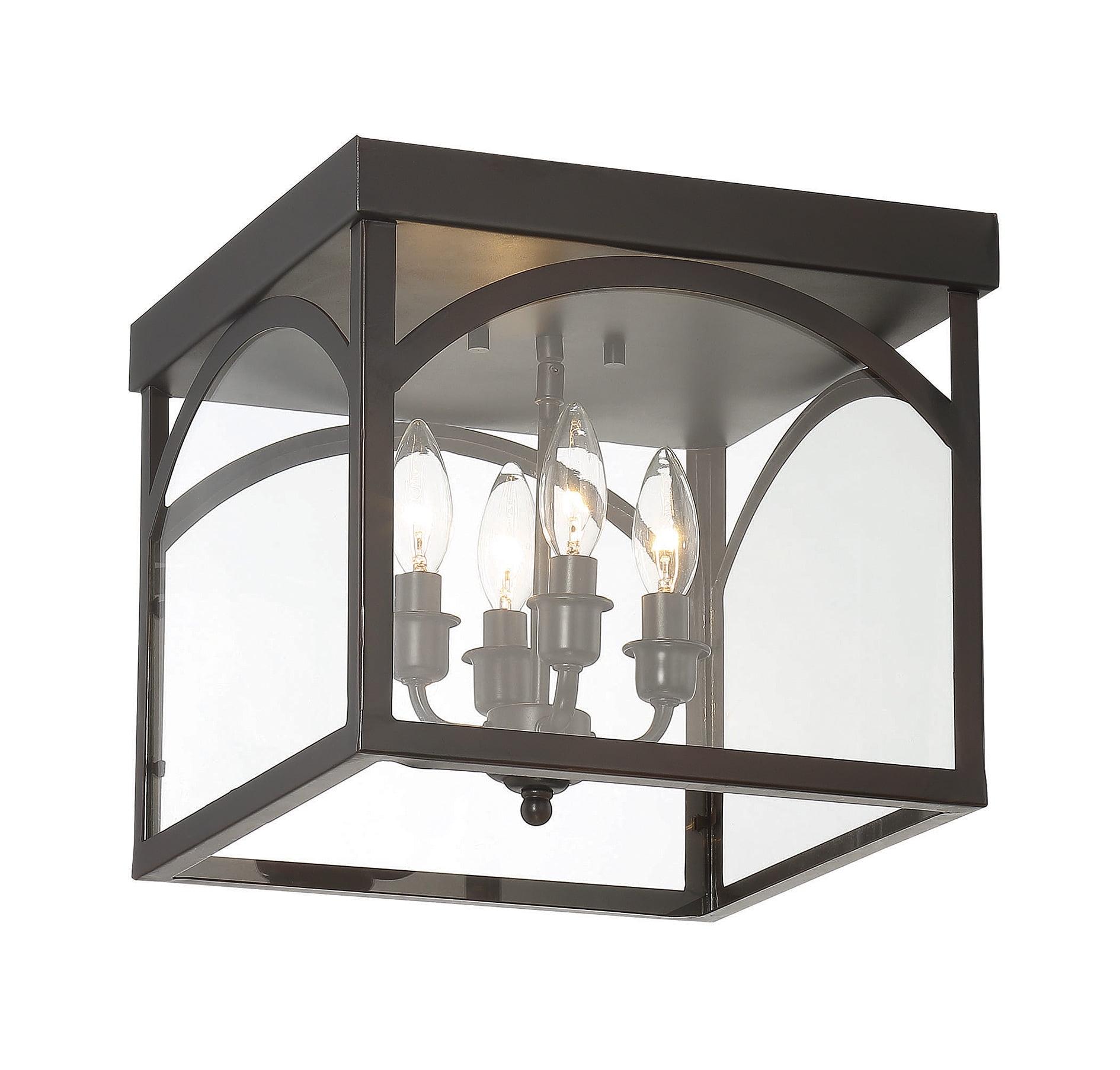 Garrett 4-Light English Bronze Glass Flush Mount Ceiling Light