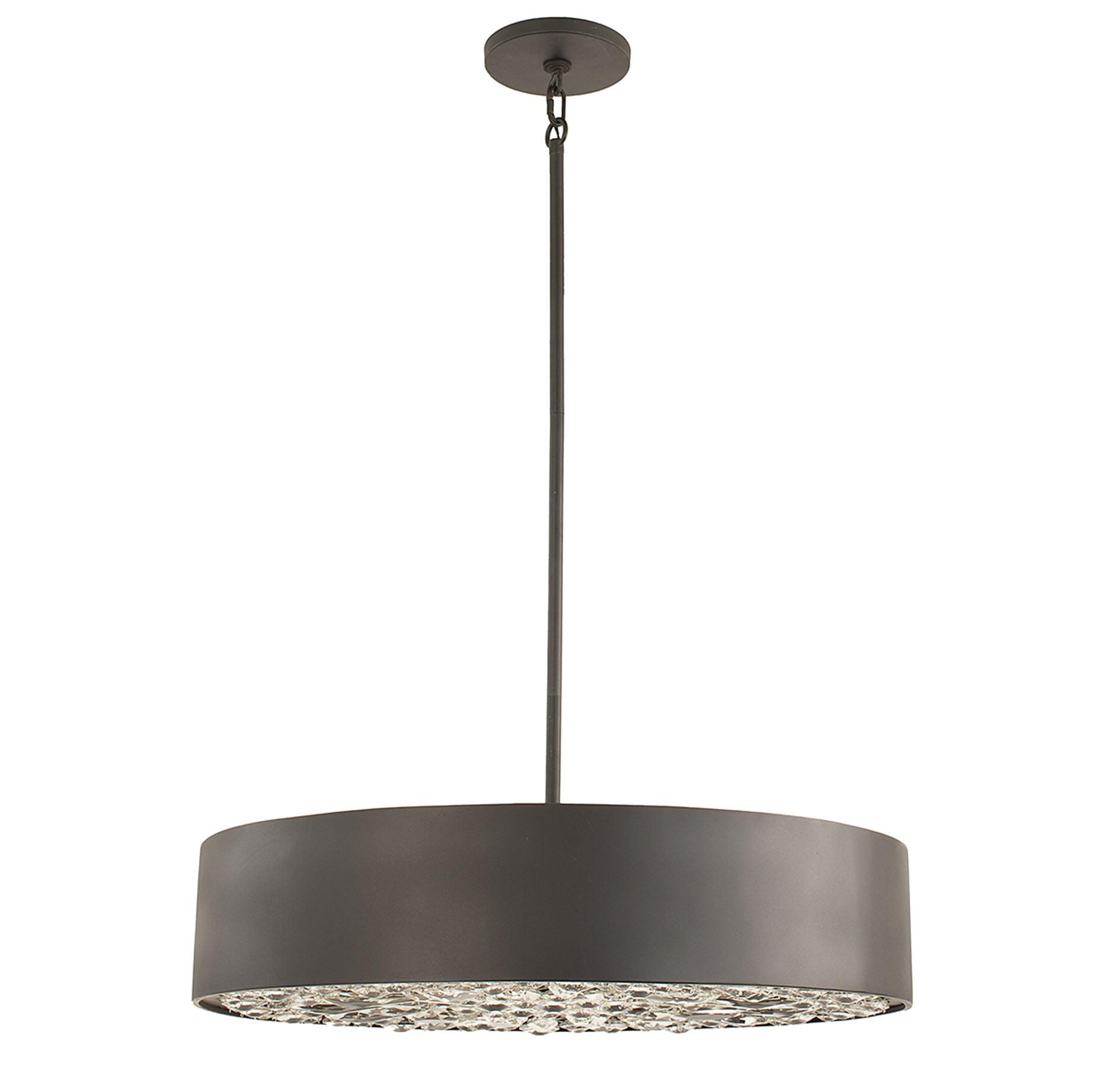 Azores Matte Black Crystal Drum Pendant Light