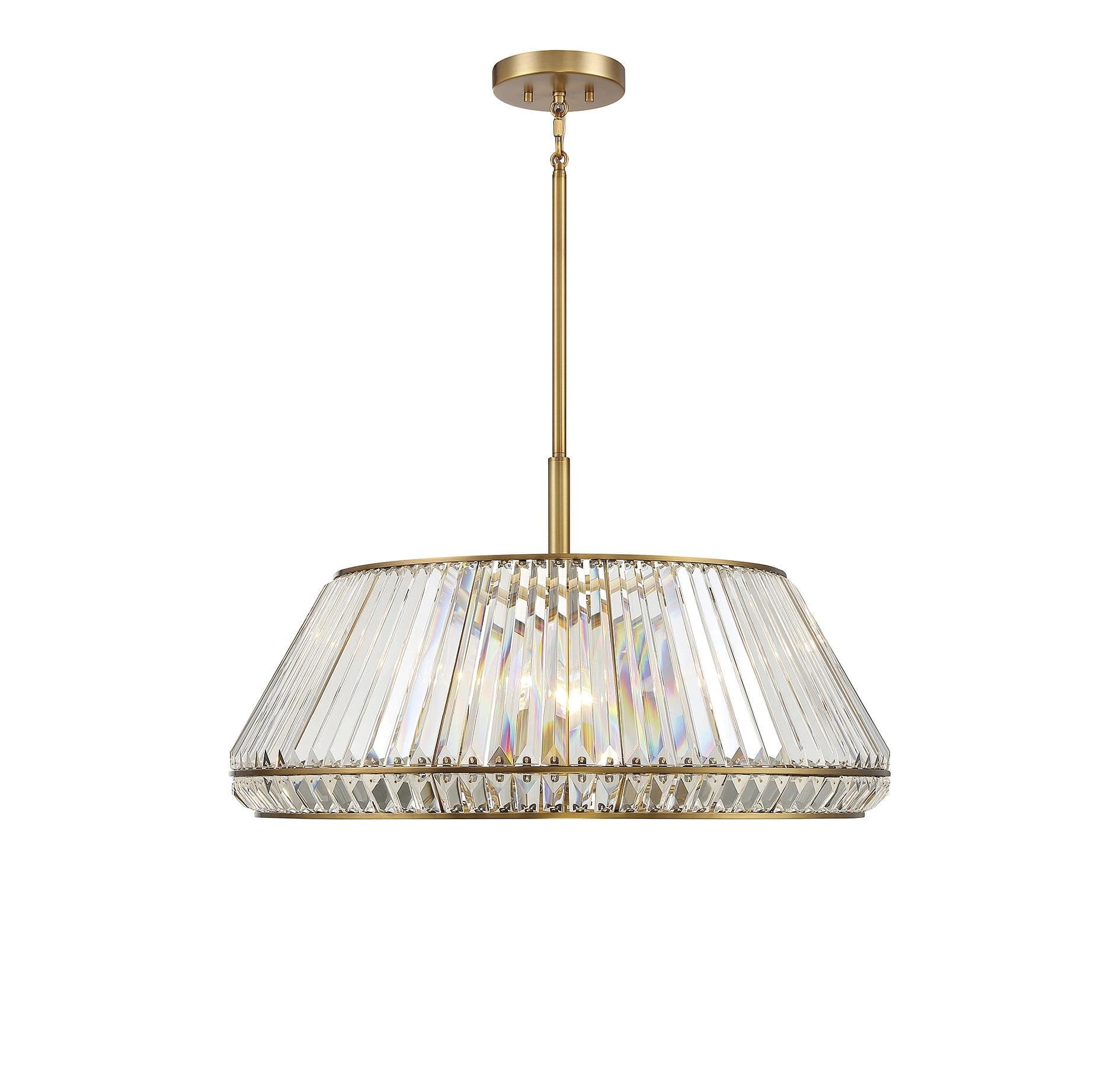 Savoy House Pyramid 6-Light Crystal Pendant in Warm Brass