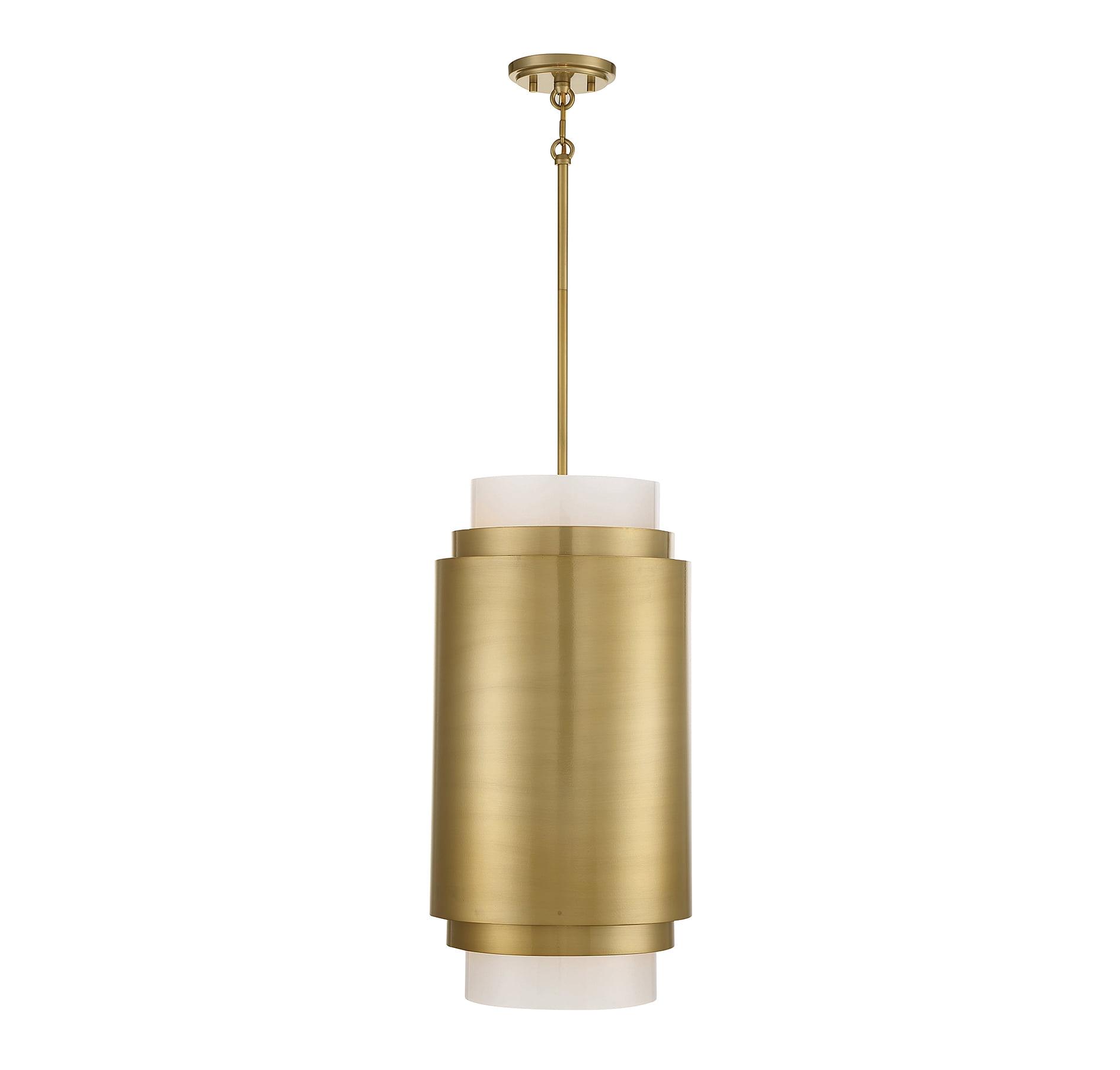 Beacon Modern Frosted Glass 3-Light Pendant in Burnished Brass