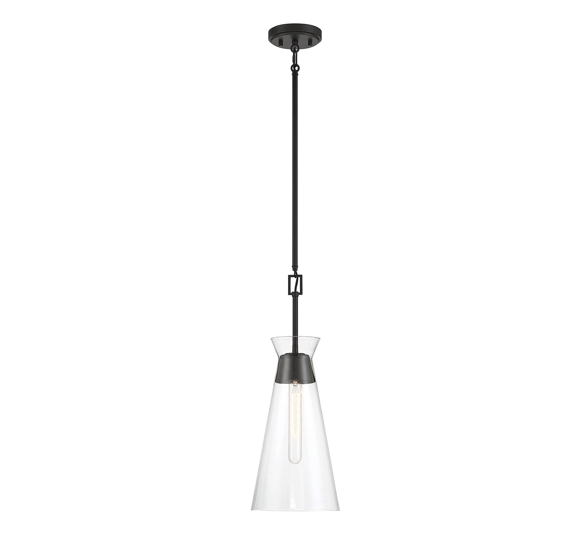 Matte Black Mid-Century Modern Glass Pendant Light