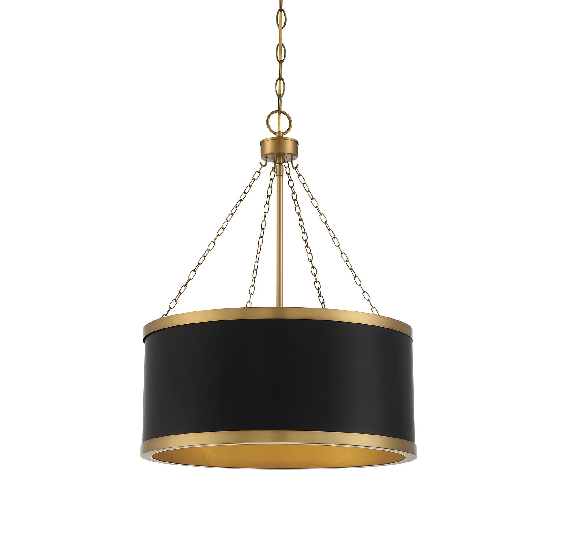 Delphi Vintage Hollywood 6-Light Black and Warm Brass Drum Pendant