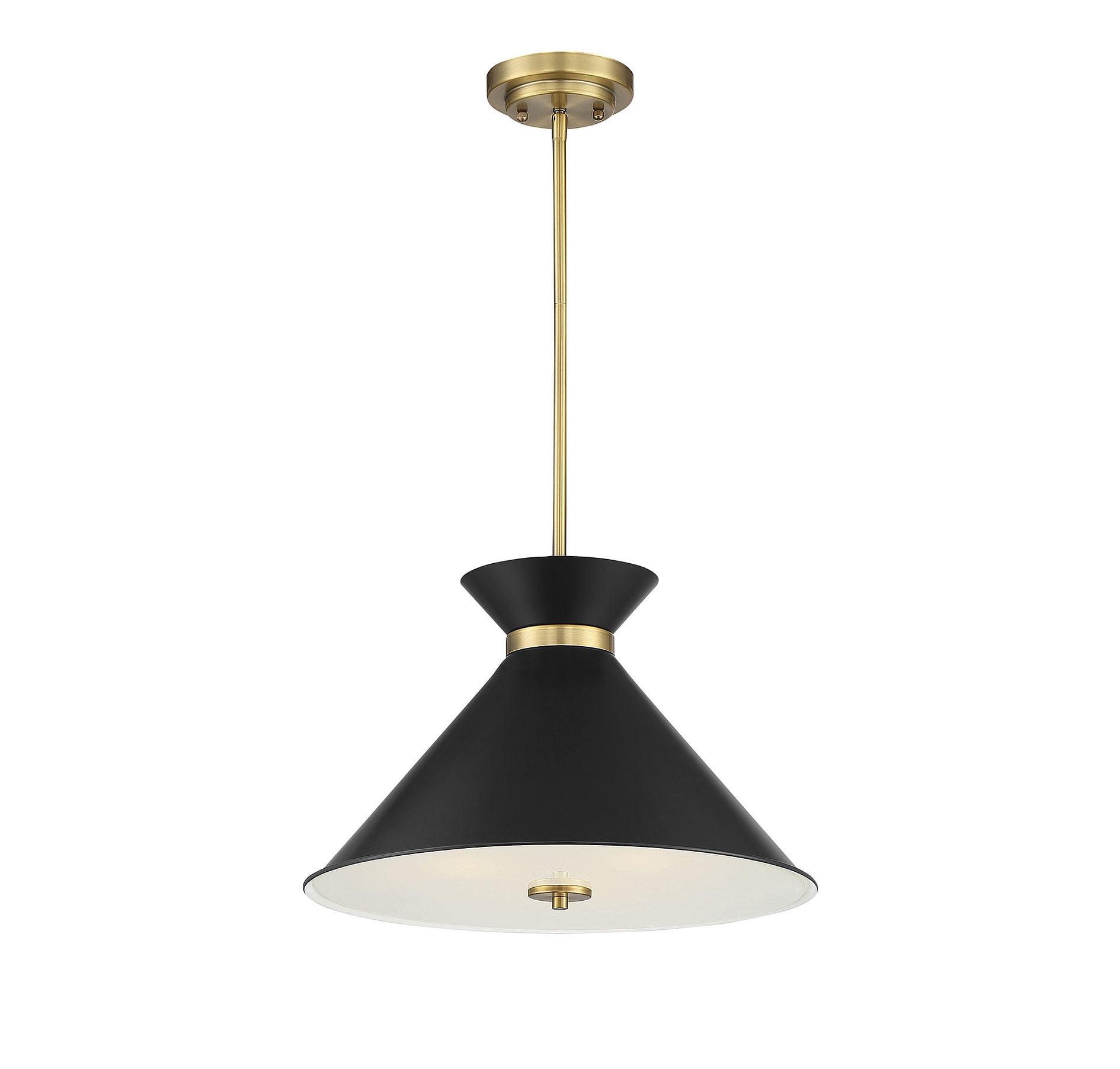 Lamar 3-Light Black and Warm Brass Pendant with Glass Shade