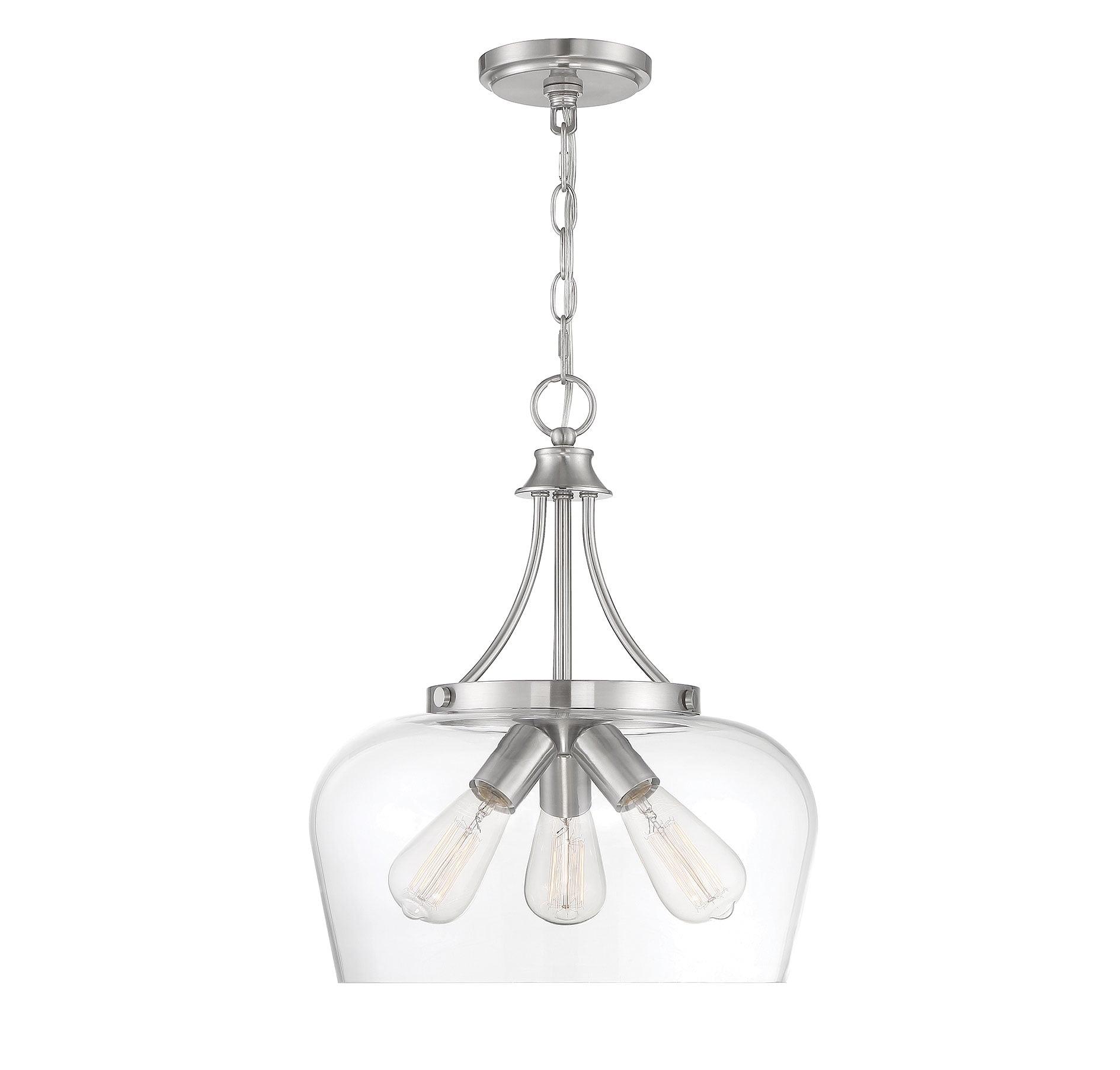 Savoy House Octave Satin Nickel 3-Light Pendant with Clear Glass Shade