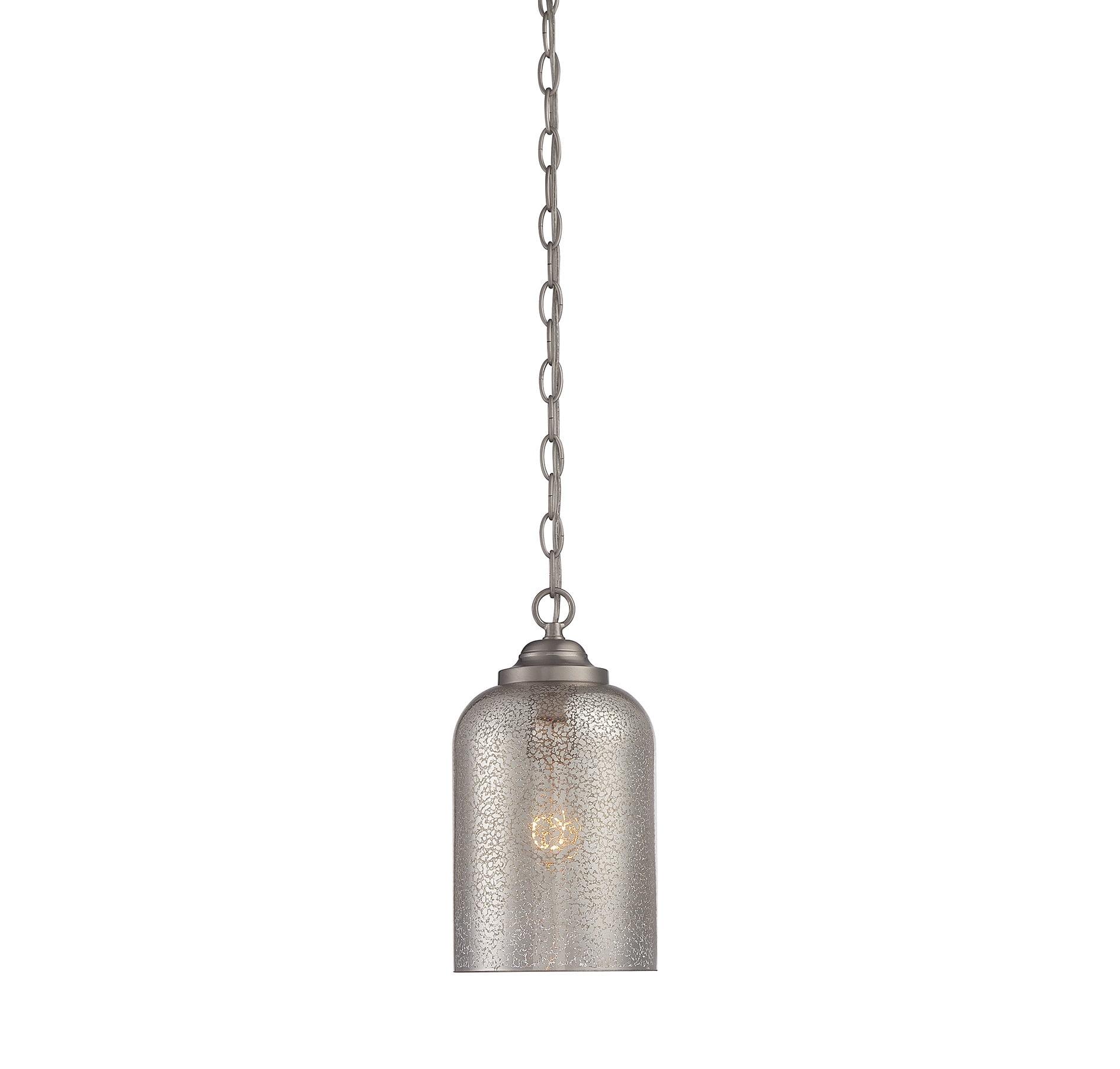 Bally Satin Nickel 1-Light Pendant with Mercury Glass Shade