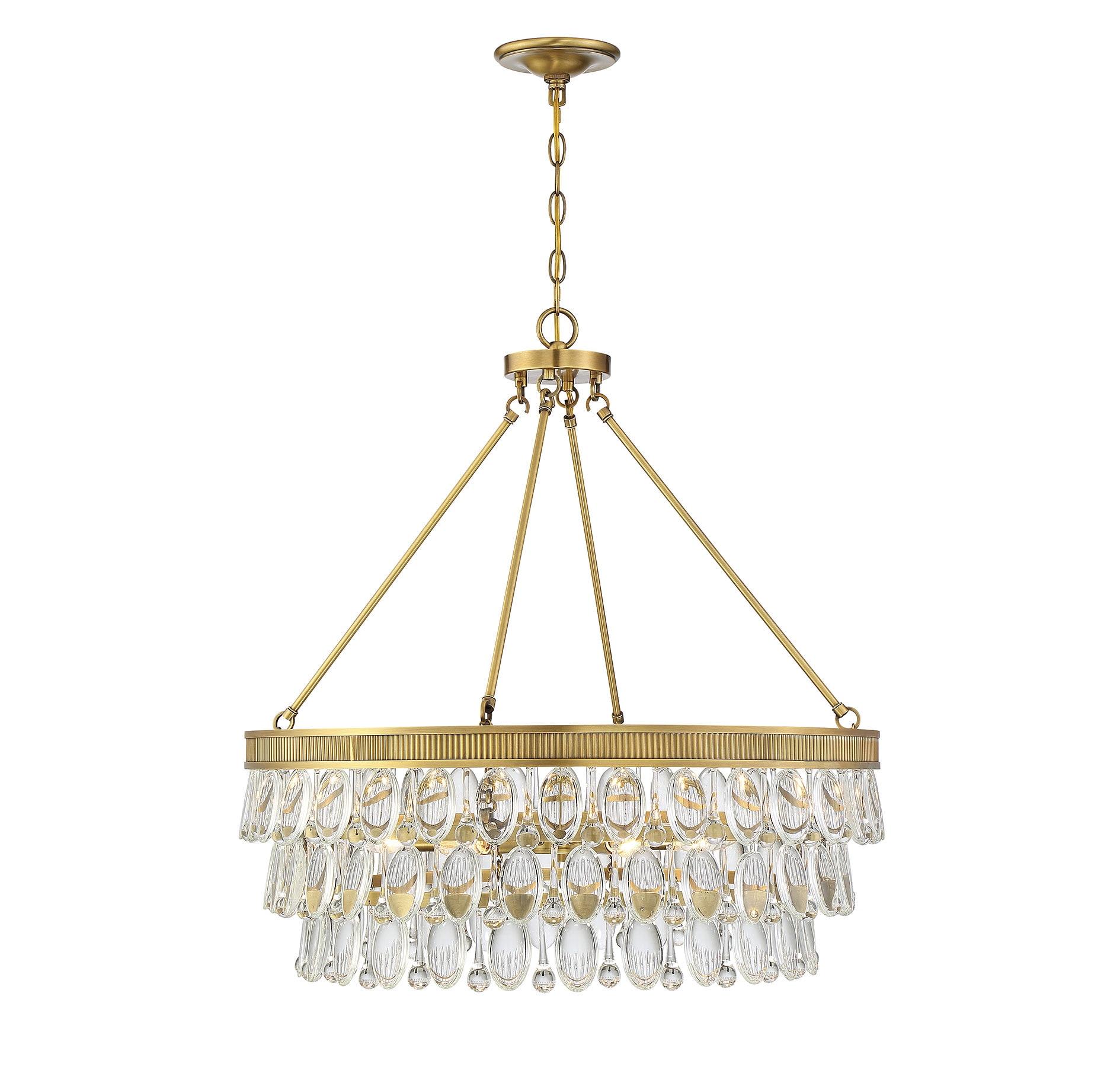 Windham 28" Warm Brass and Crystal 6-Light Pendant