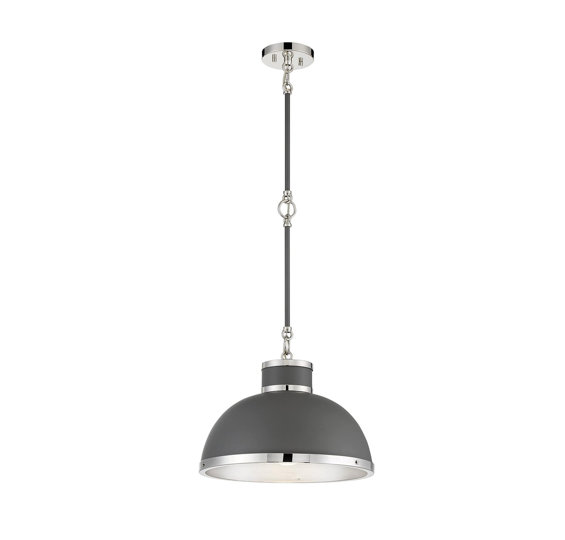 Savoy House Corning 1 - Light Pendant in  Gray/Polished Nickel