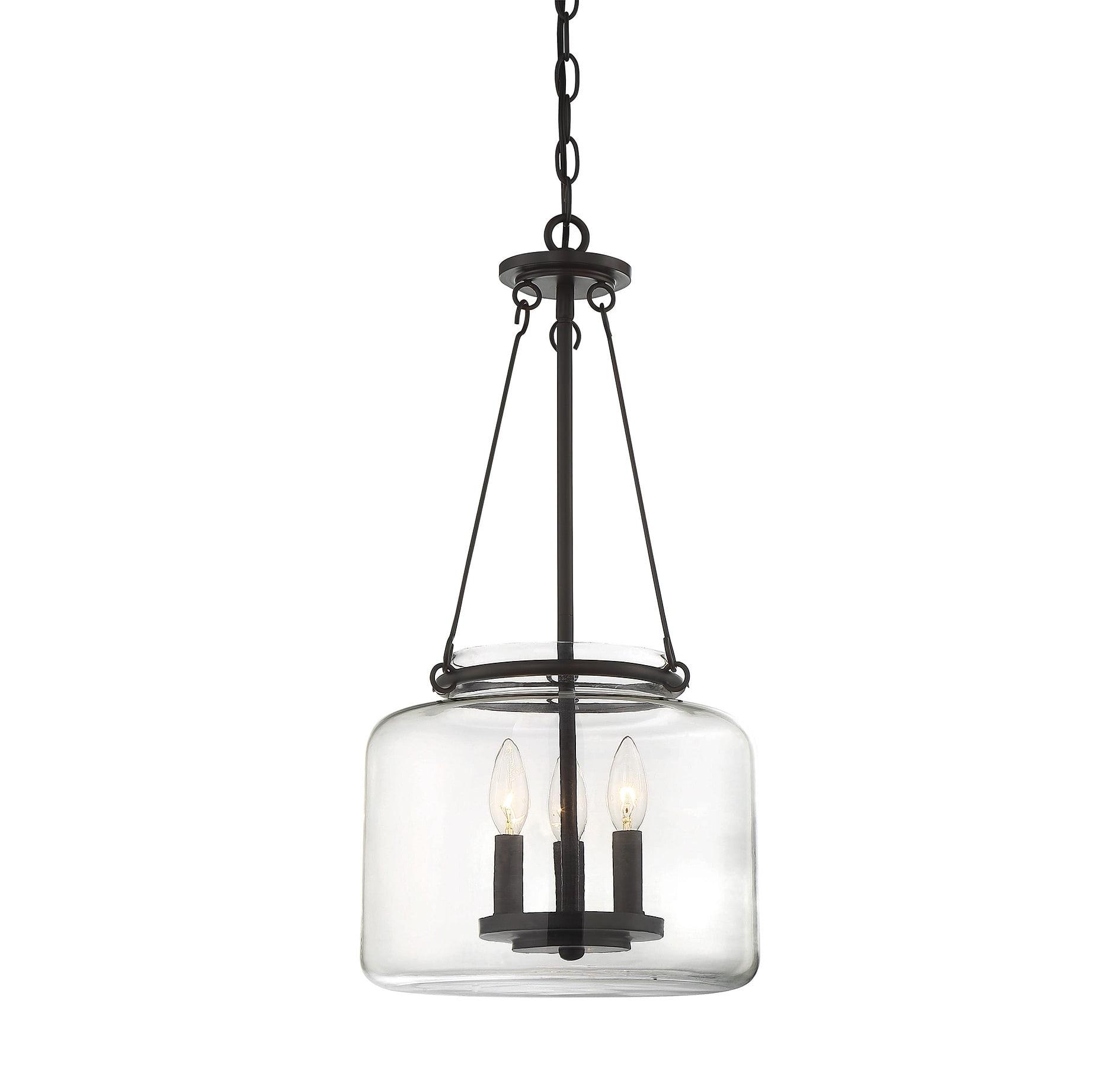 Akron 3-Light English Bronze Glass Pendant