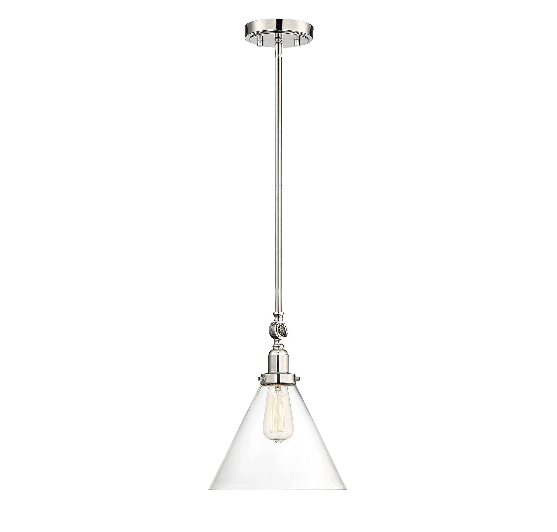 Polished Nickel Adjustable Glass Pendant Light