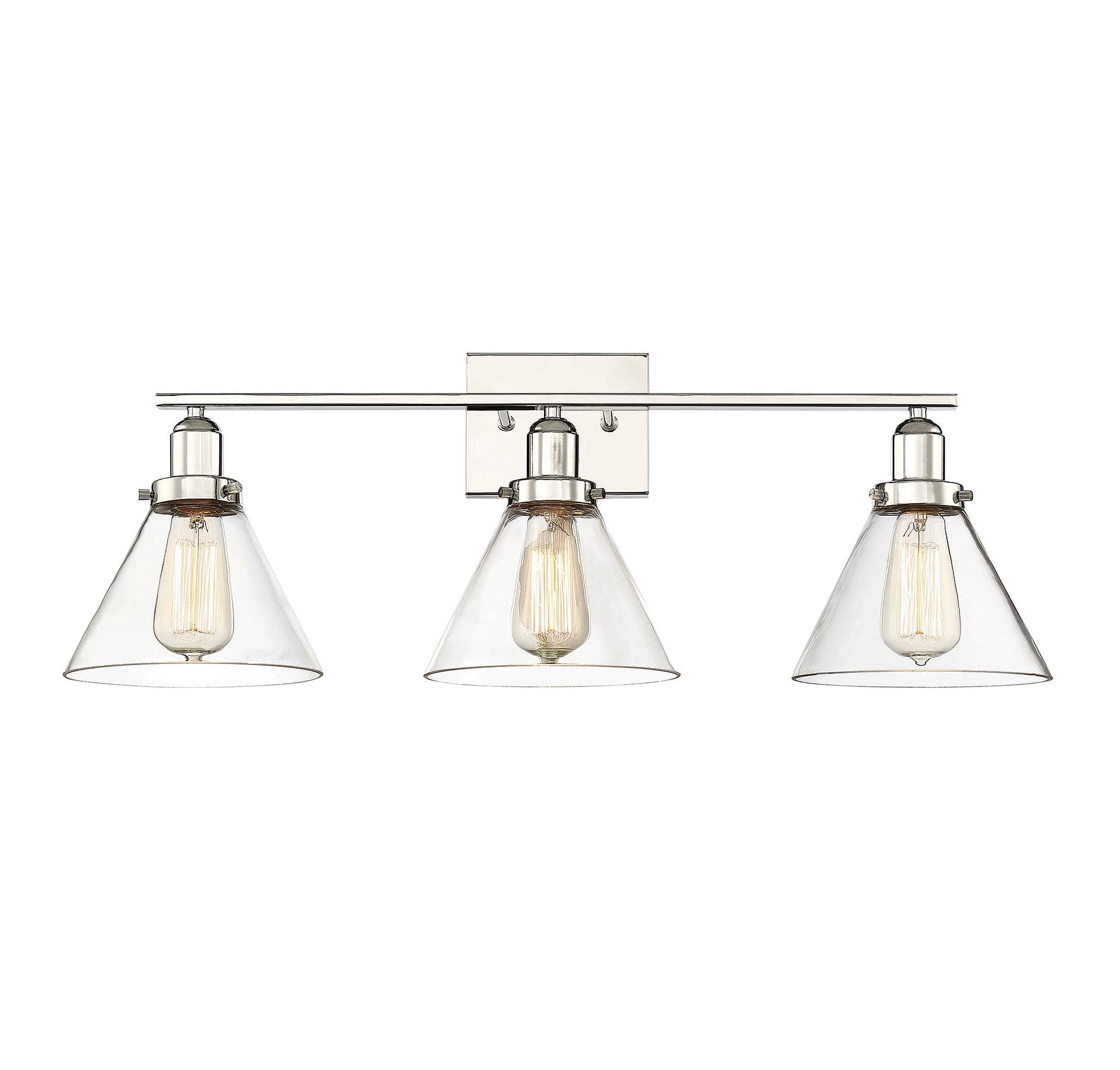 Polished Nickel 3-Light Vanity with Clear Glass Shades