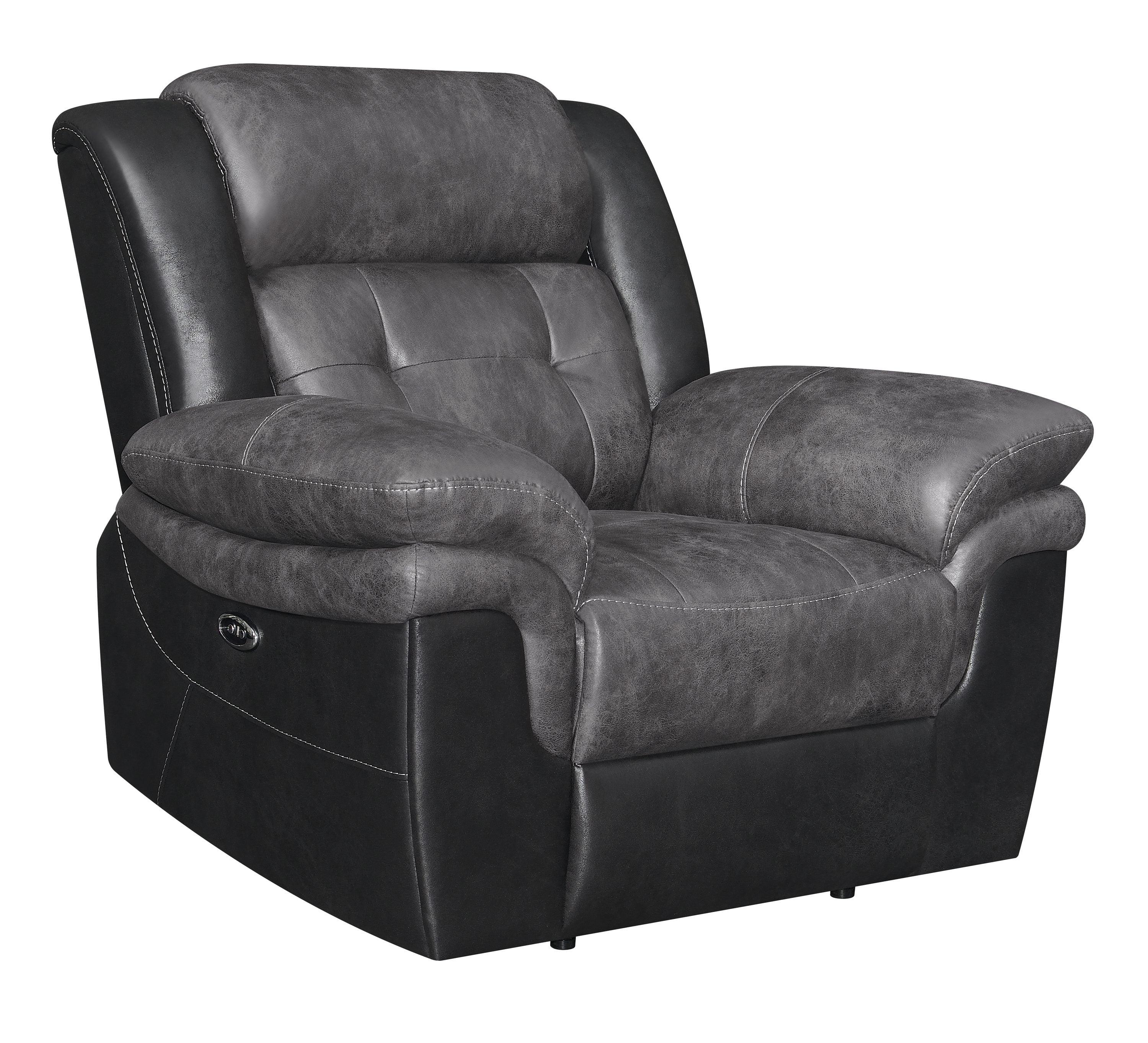 Contemporary Charcoal and Black Microfiber 45'' Recliner