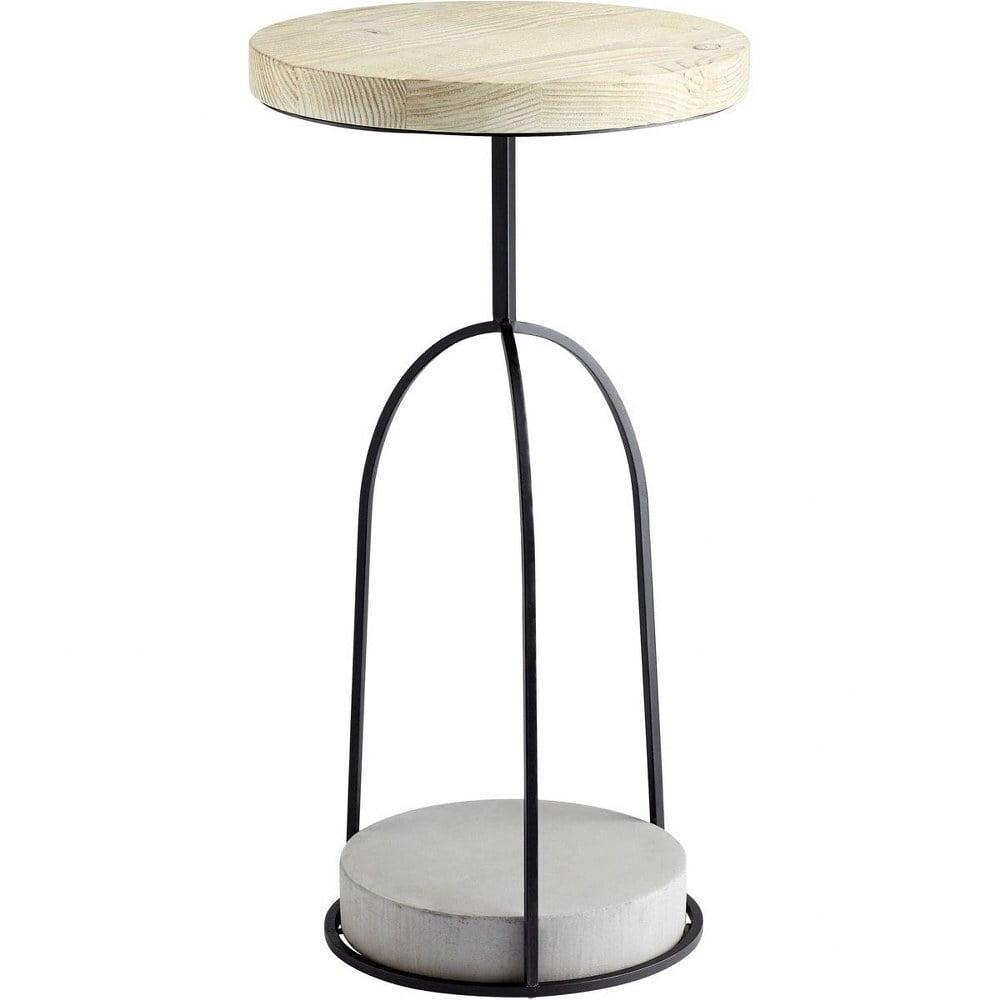 Modern Farmhouse Round Black & White Side Table in Pine & Iron