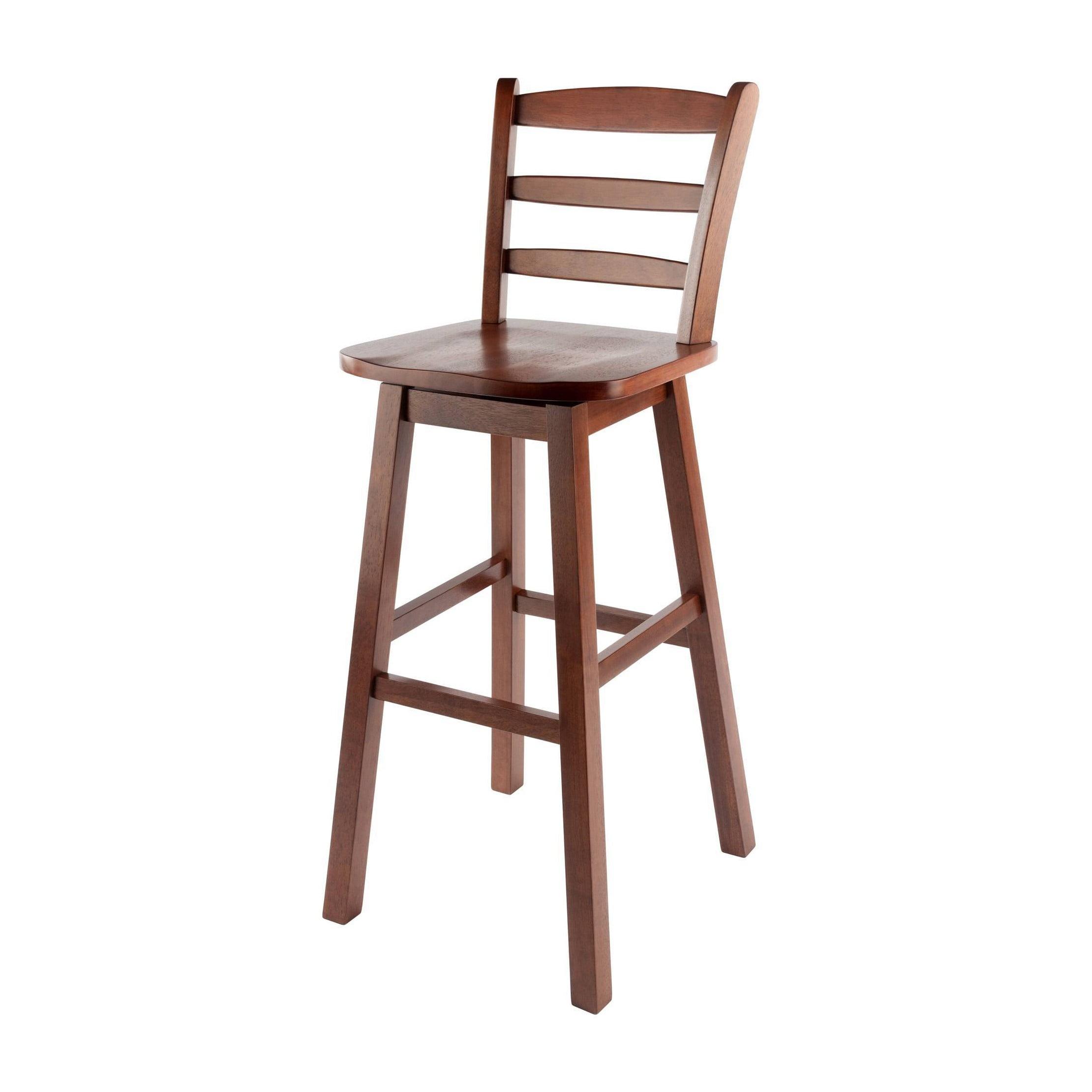 Winsome Scalera 16" Walnut Swivel Ladder Back Barstool