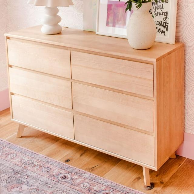 Max & Lily Solid Wood Scandinavian 6 Drawer Dresser, Blonde